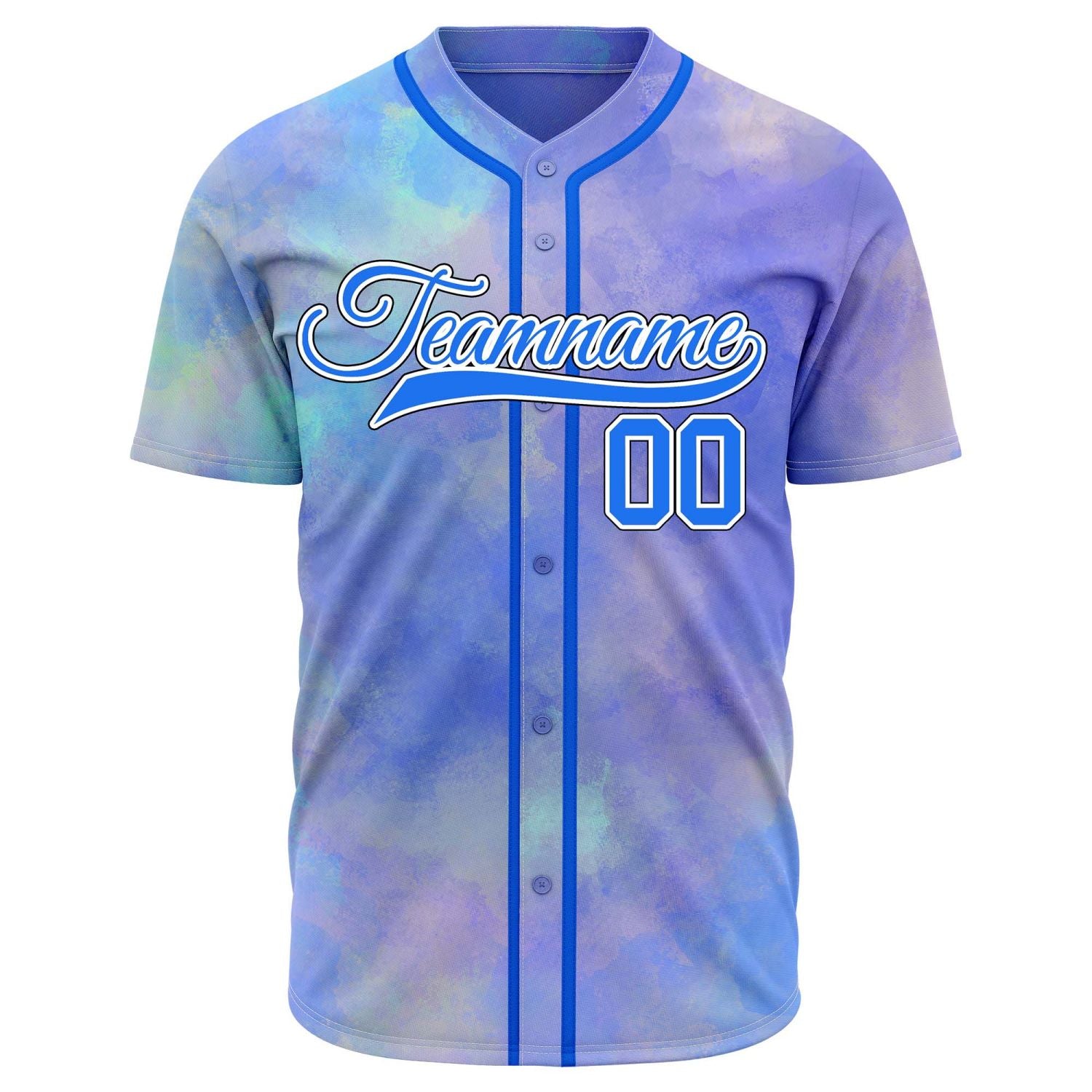 VOSOLI Nebula Purple Sky Blue Tie-Dye Graffiti Custom Stitched Baseball Jersey