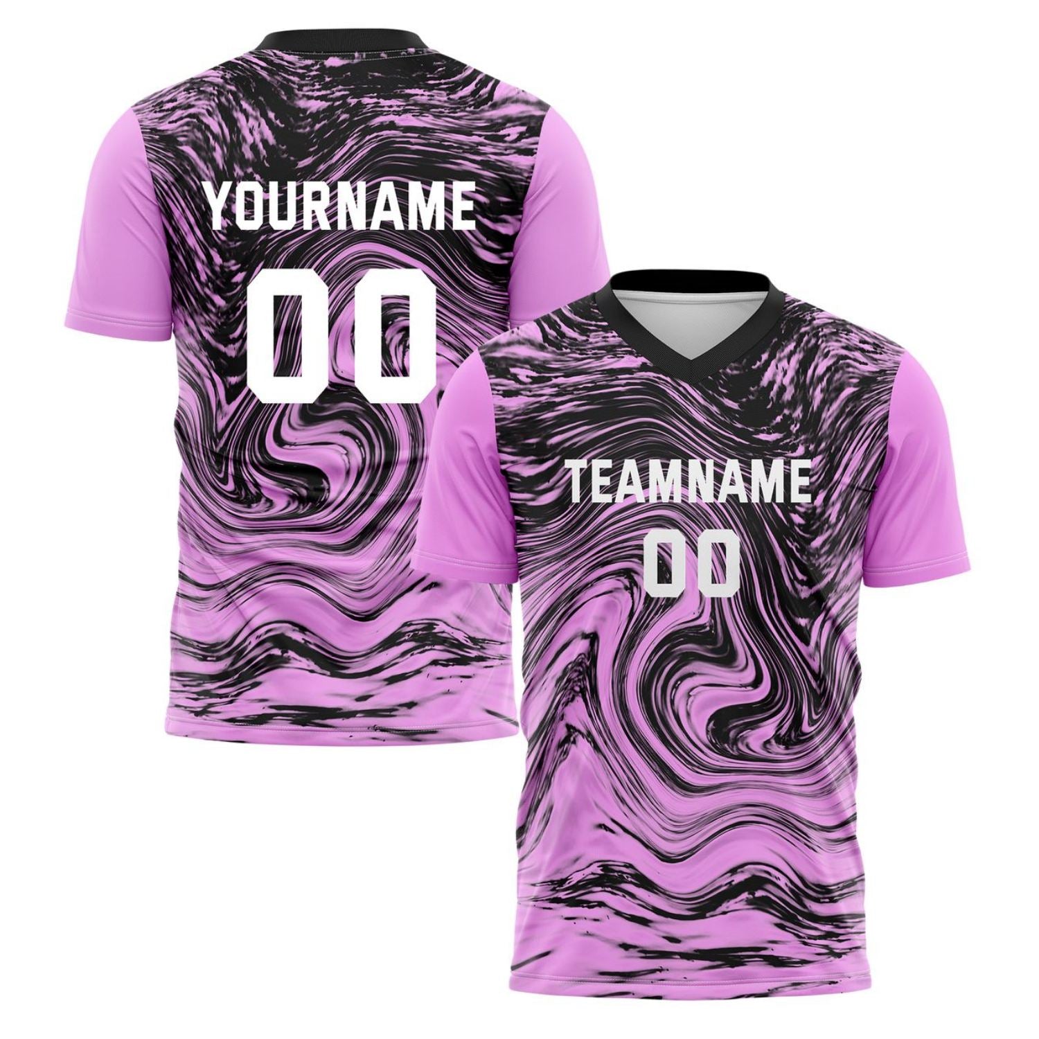 Custom Neon Pink & Black Marble Soccer Jersey for Teams & Individuals | Vosoli