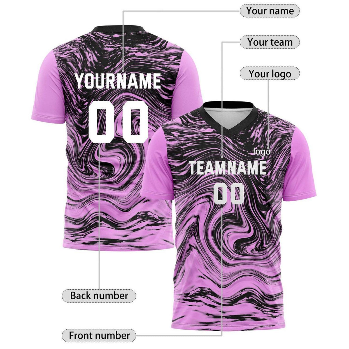 Custom Neon Pink & Black Marble Soccer Jersey for Teams & Individuals | Vosoli