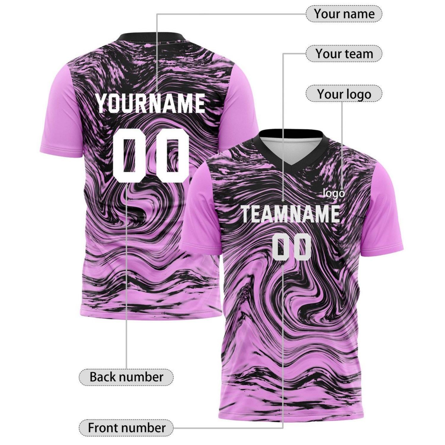Custom Neon Pink & Black Marble Soccer Jersey for Teams & Individuals | Vosoli