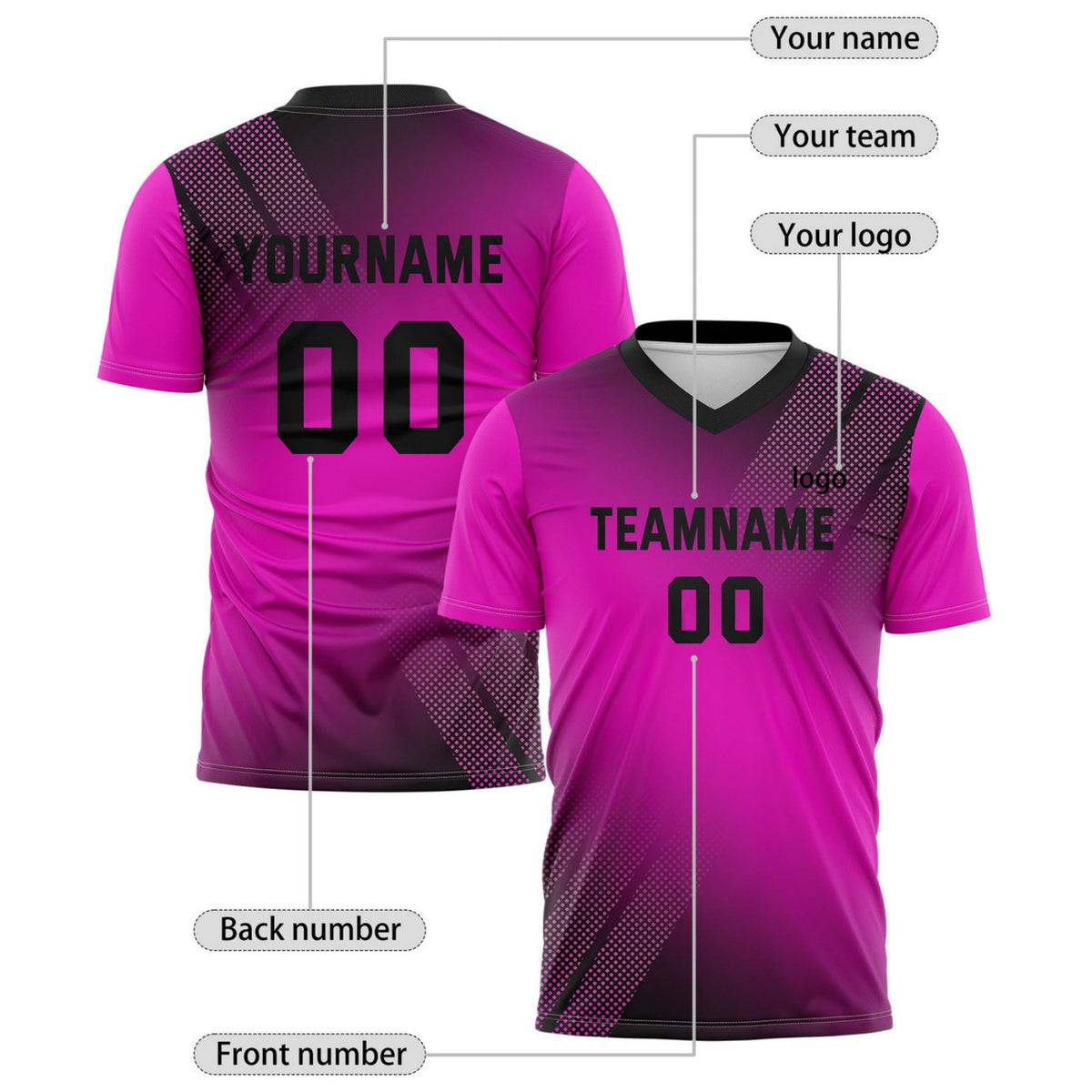 Custom Neon Pink & Purple Ombré Soccer Jersey for Teams & Individuals | Vosoli