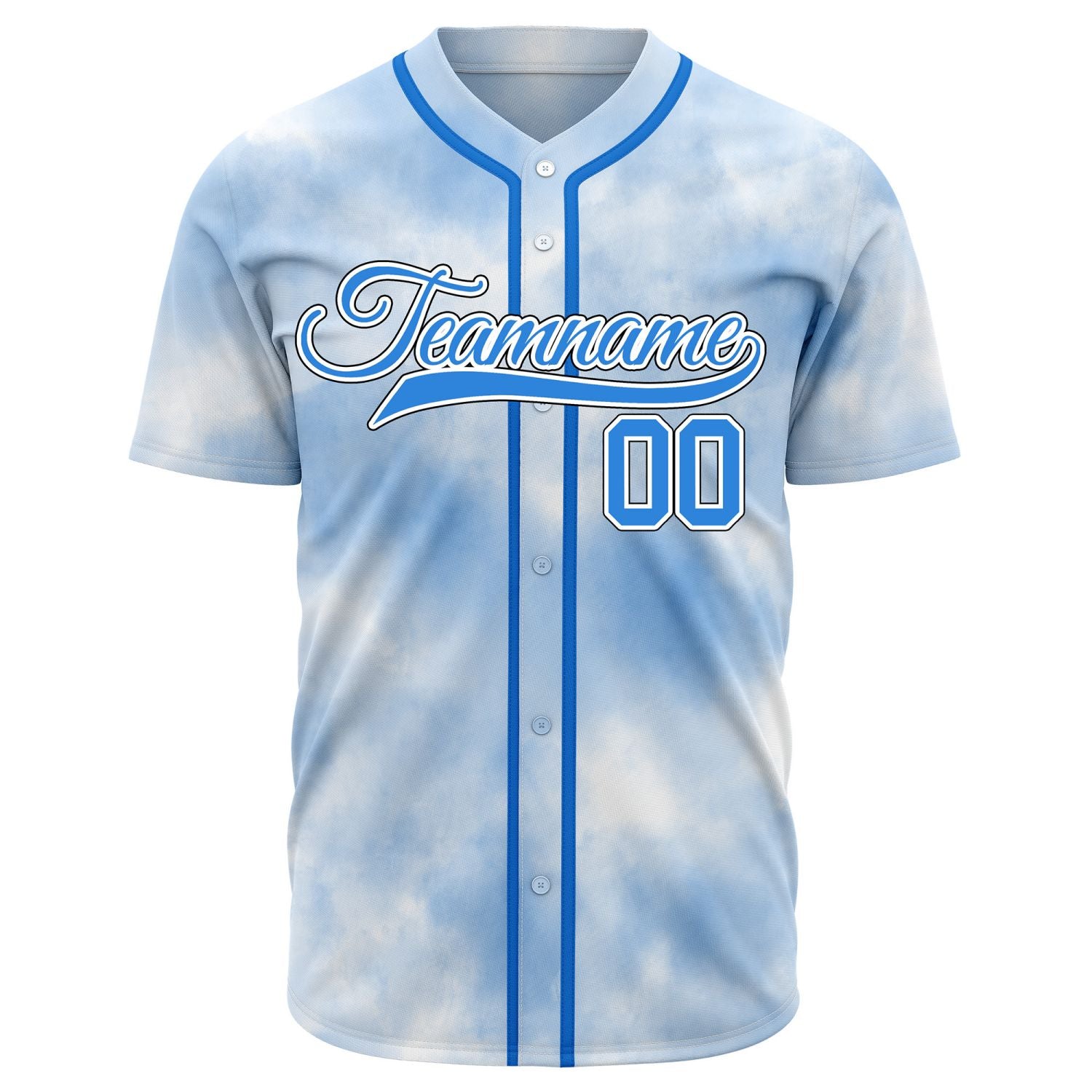 VOSOLI Blue Cloud Tie-Dye Graffiti Artistic Baseball Jersey