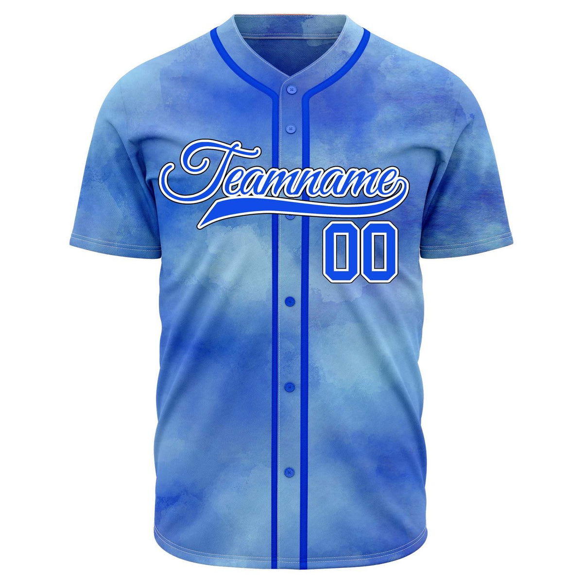 VOSOLI Ocean Blue Tie-Dye Graffiti Custom Stitched Baseball Jersey