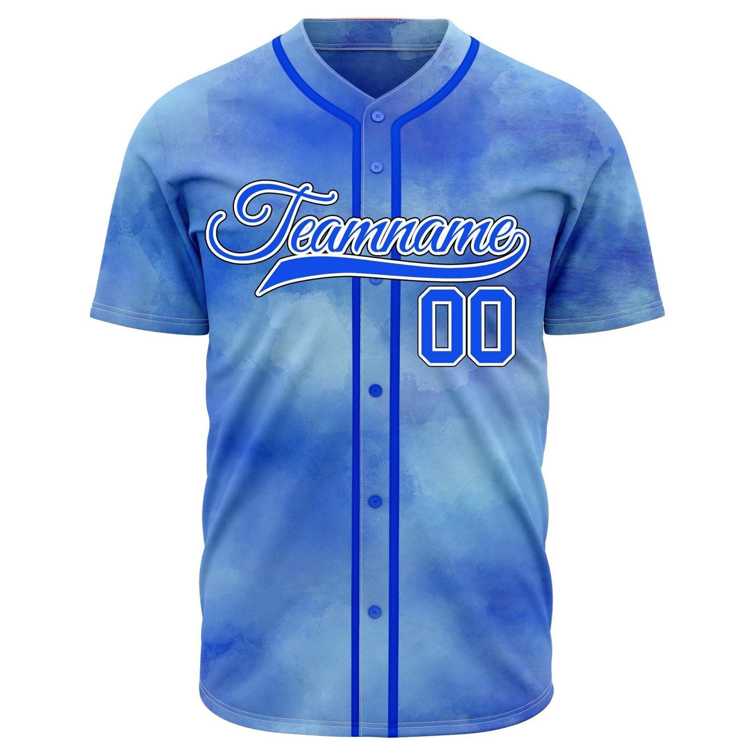VOSOLI Ocean Blue Tie-Dye Graffiti Custom Stitched Baseball Jersey