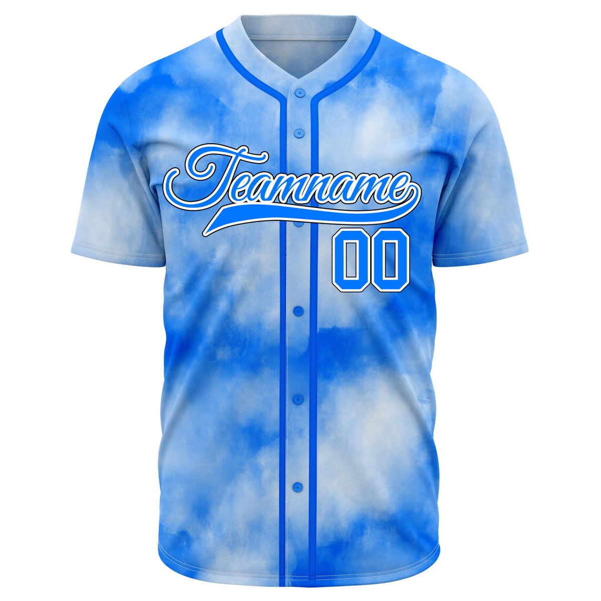 VOSOLI Cobalt Blue Tie-Dye Graffiti Custom Embroidery Baseball Jersey