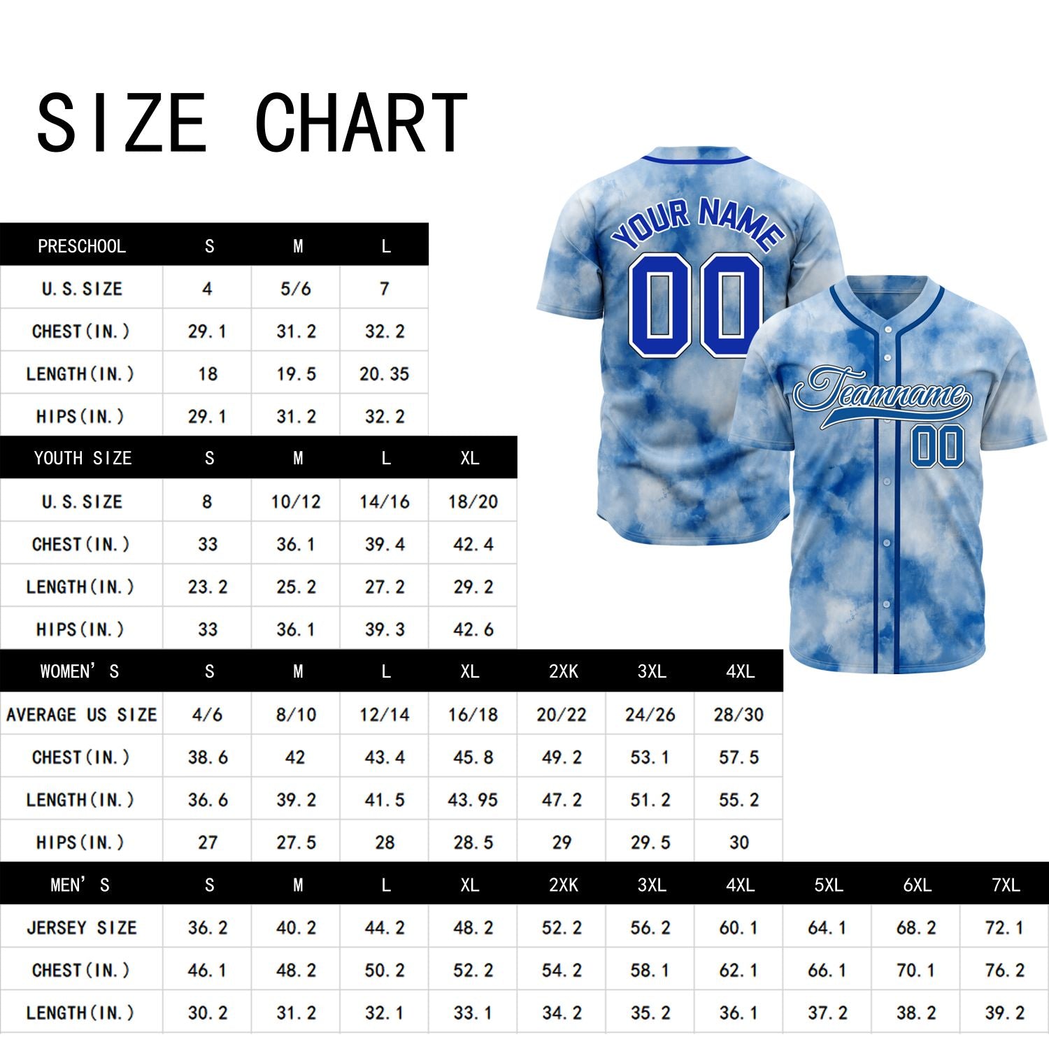 VOSOLI Cobalt Blue Tie-Dye Graffiti Custom Embroidery Baseball Jersey