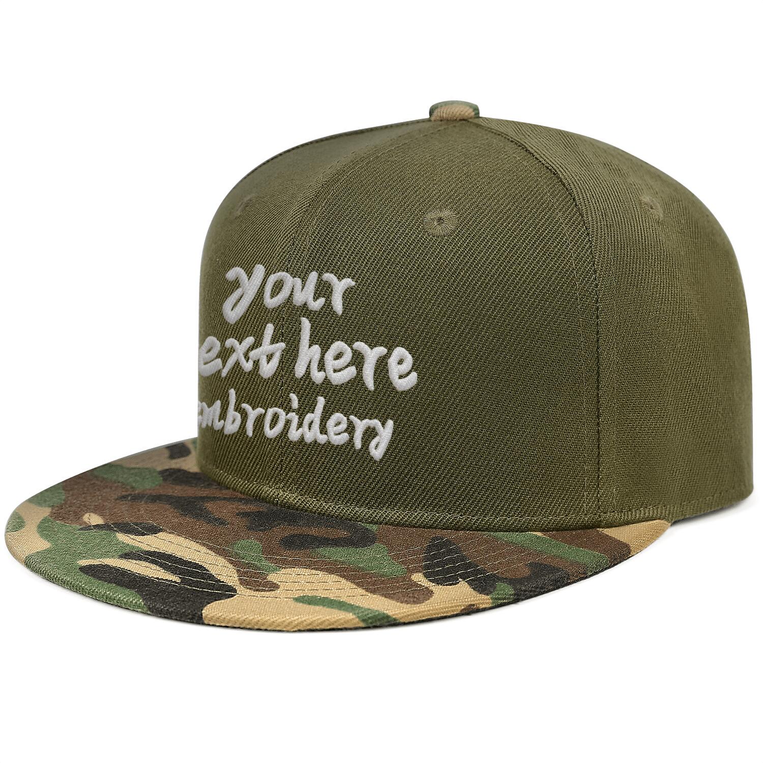 Vosoli Olive Camo Flat Brim Cap - Team Custom Embroider or Print Personalized Hat
