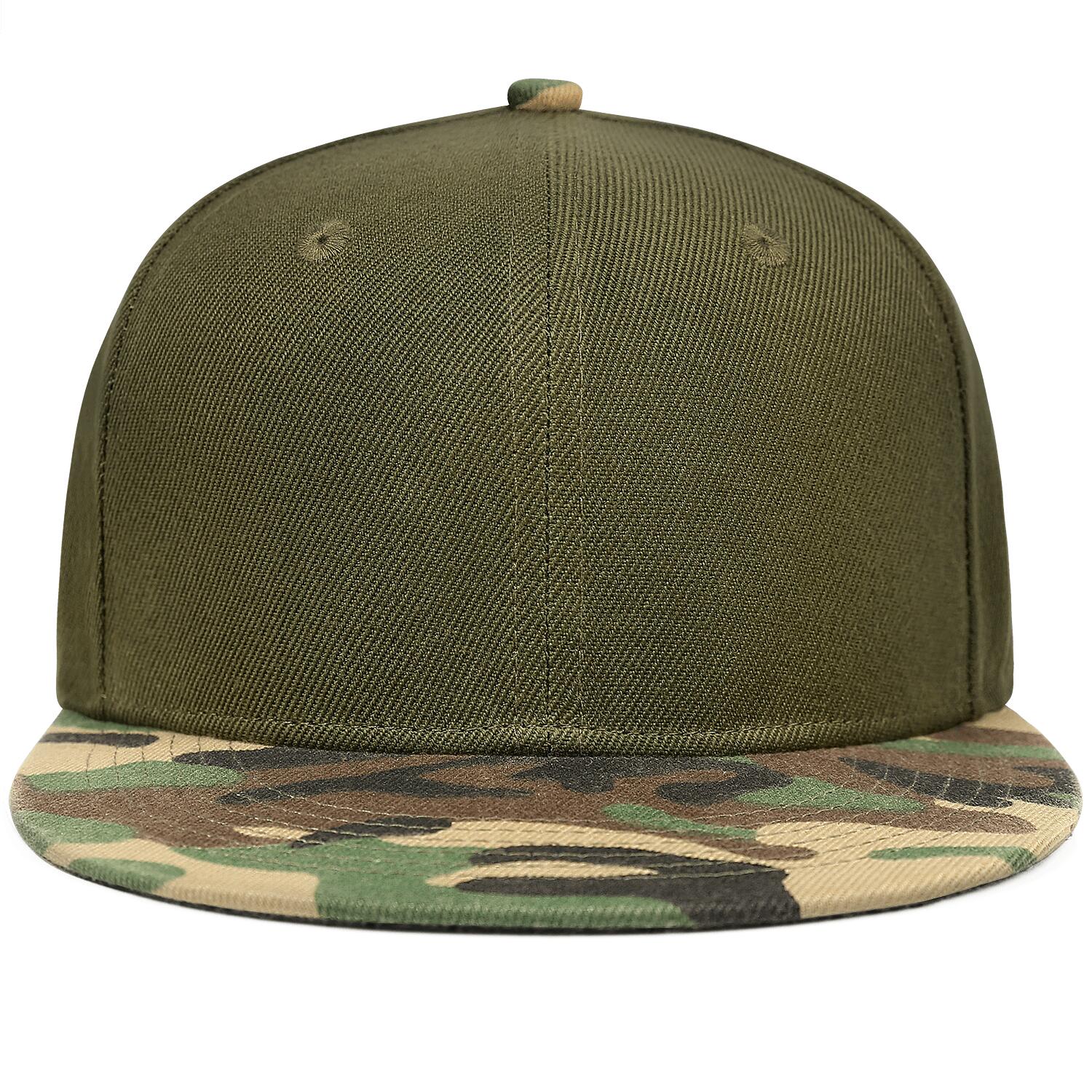 Vosoli Olive Camo Flat Brim Cap - Team Custom Embroider or Print Personalized Hat