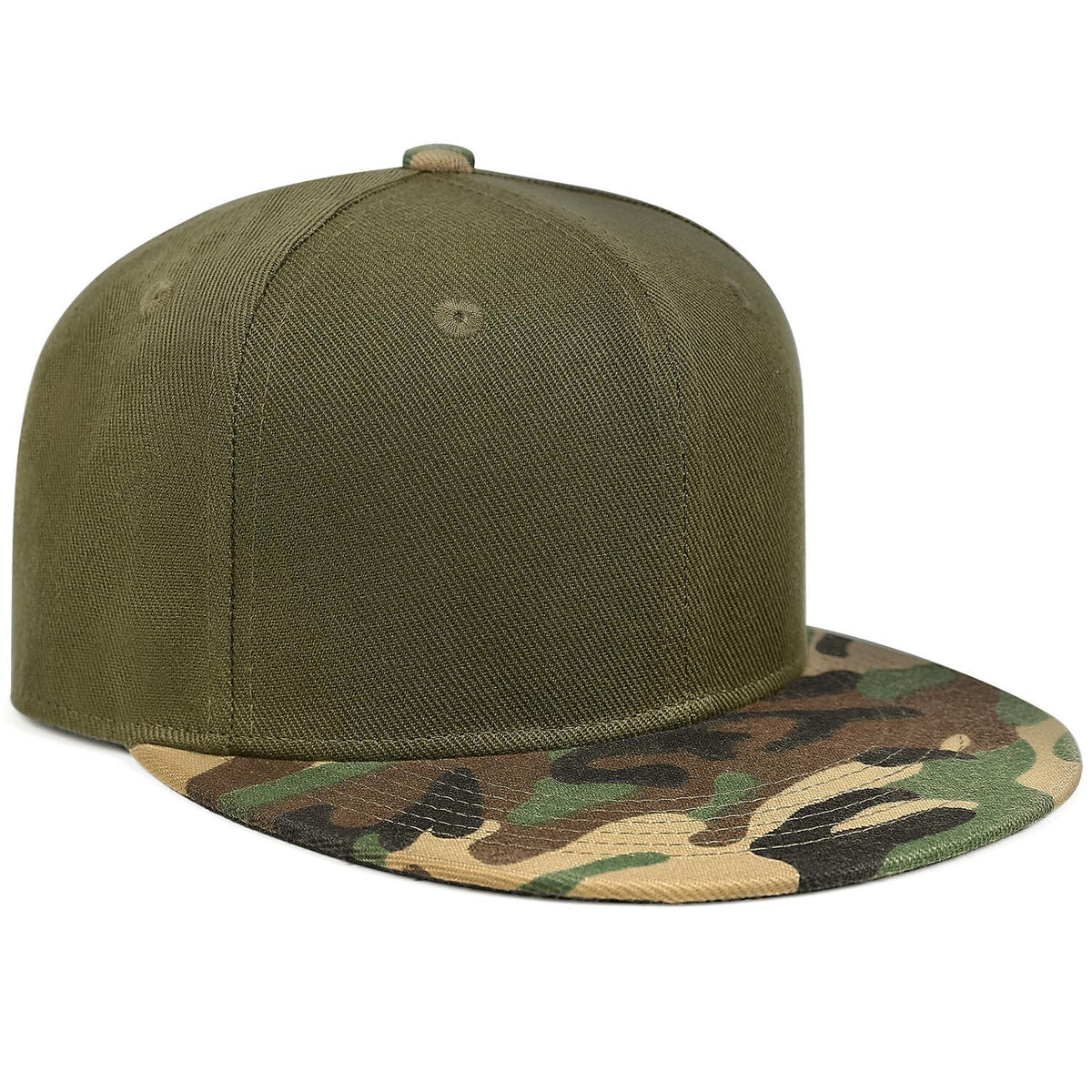 Vosoli Olive Camo Flat Brim Cap - Team Custom Embroider or Print Personalized Hat