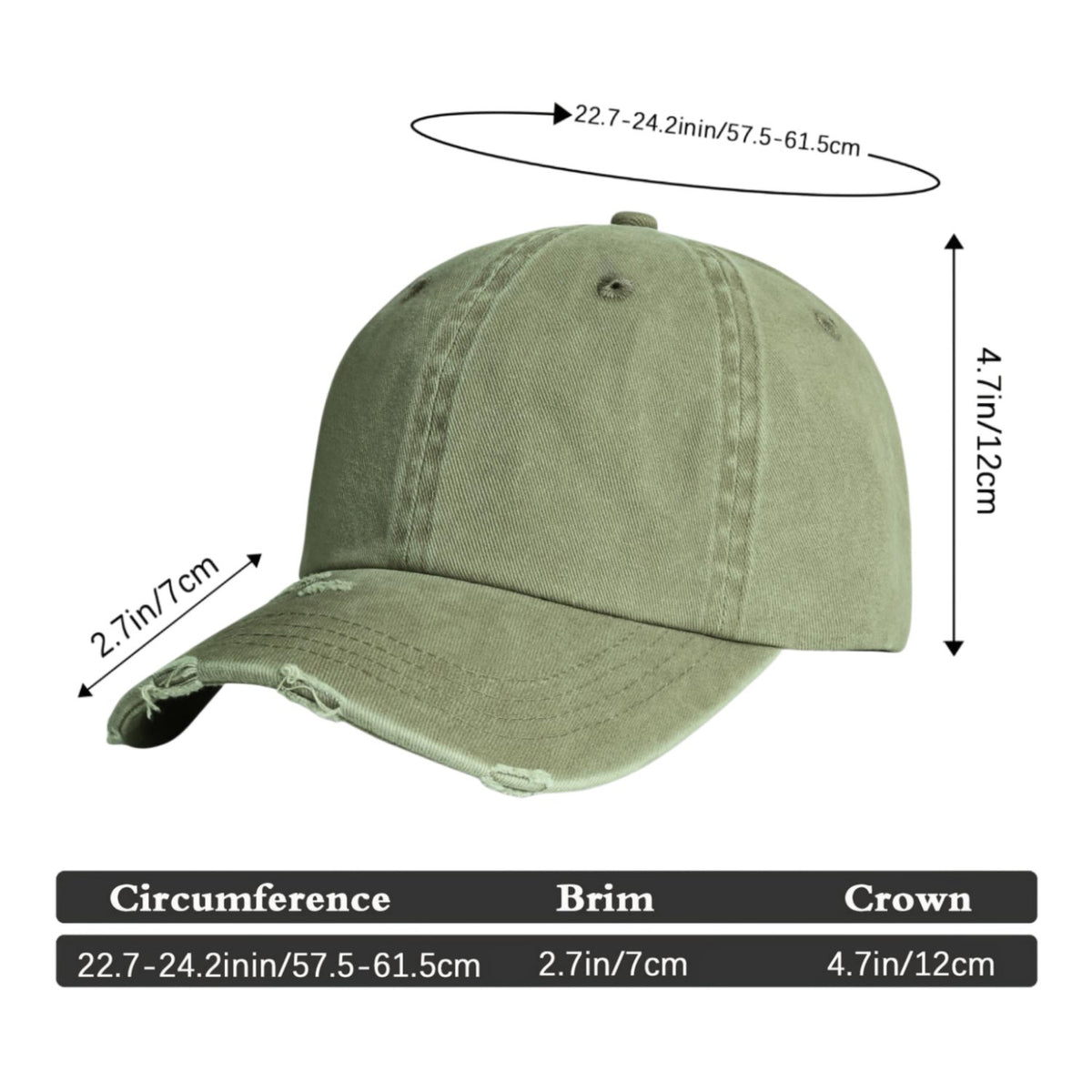 Vosoli Olive Distressed Denim Baseball Cap - Team Custom Embroider or Print Personalized Hat