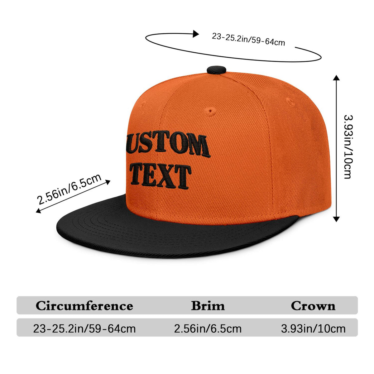Vosoli Orange & Black Color-Block Flat-Brim Hat - Unisex Personal & Team Custom 3D Embroidery or Print Cap