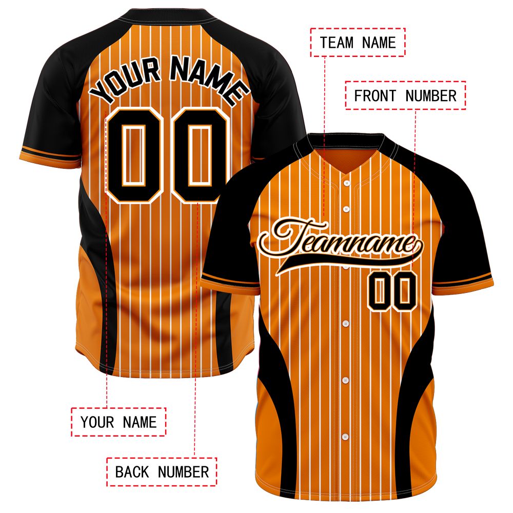 VOSOLI Custom Orange & Black Pinstripe Baseball Jersey - Sublimated Team Uniform