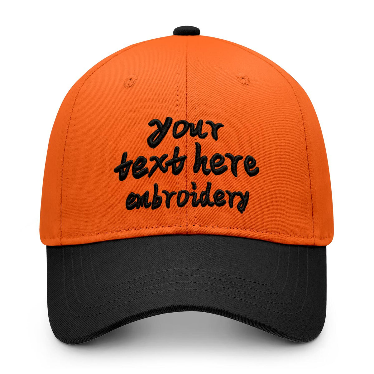 Vosoli Orange Black Two-Tone Baseball Cap - Unisex Custom 3D Embroidery or Print