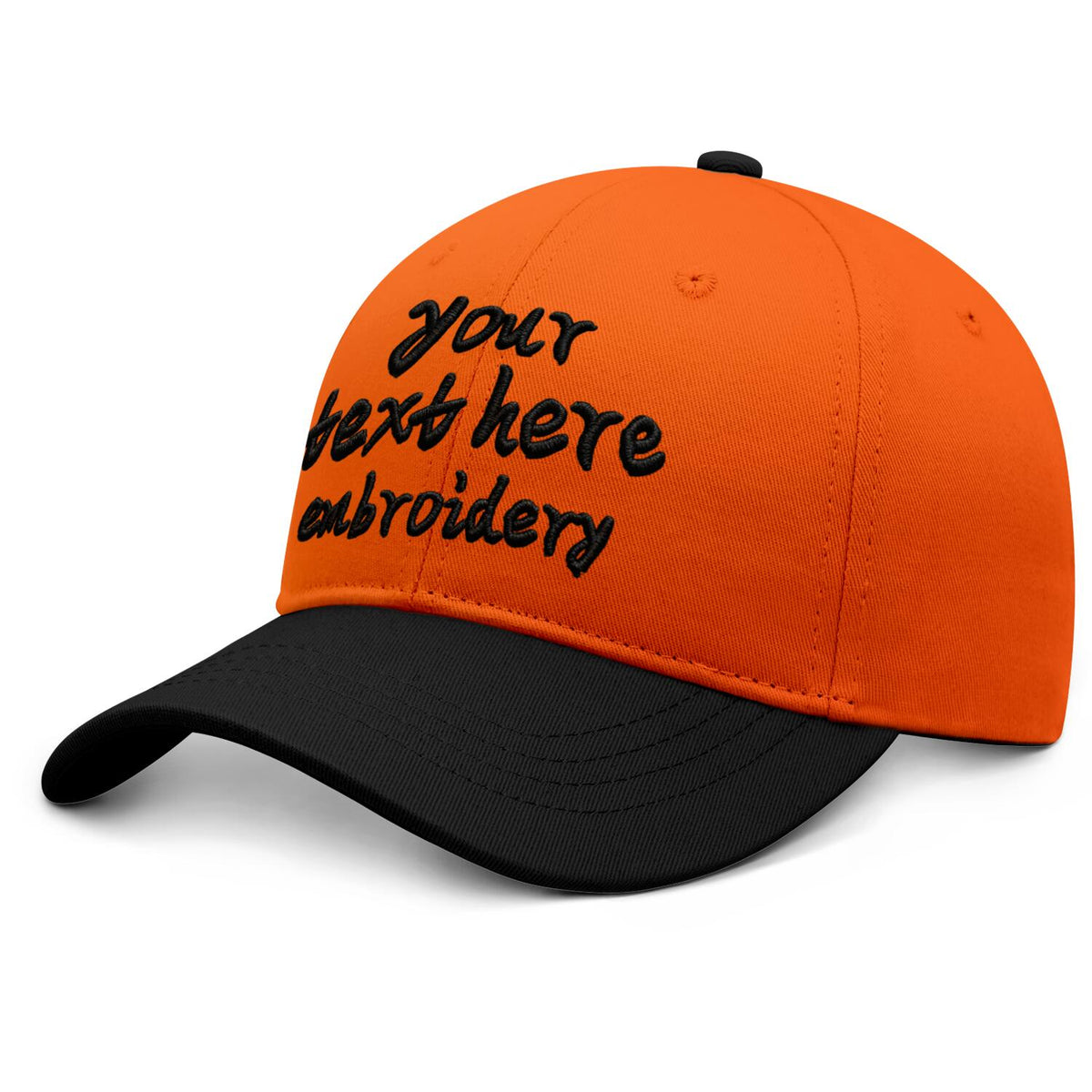 Vosoli Orange Black Two-Tone Baseball Cap - Unisex Custom 3D Embroidery or Print