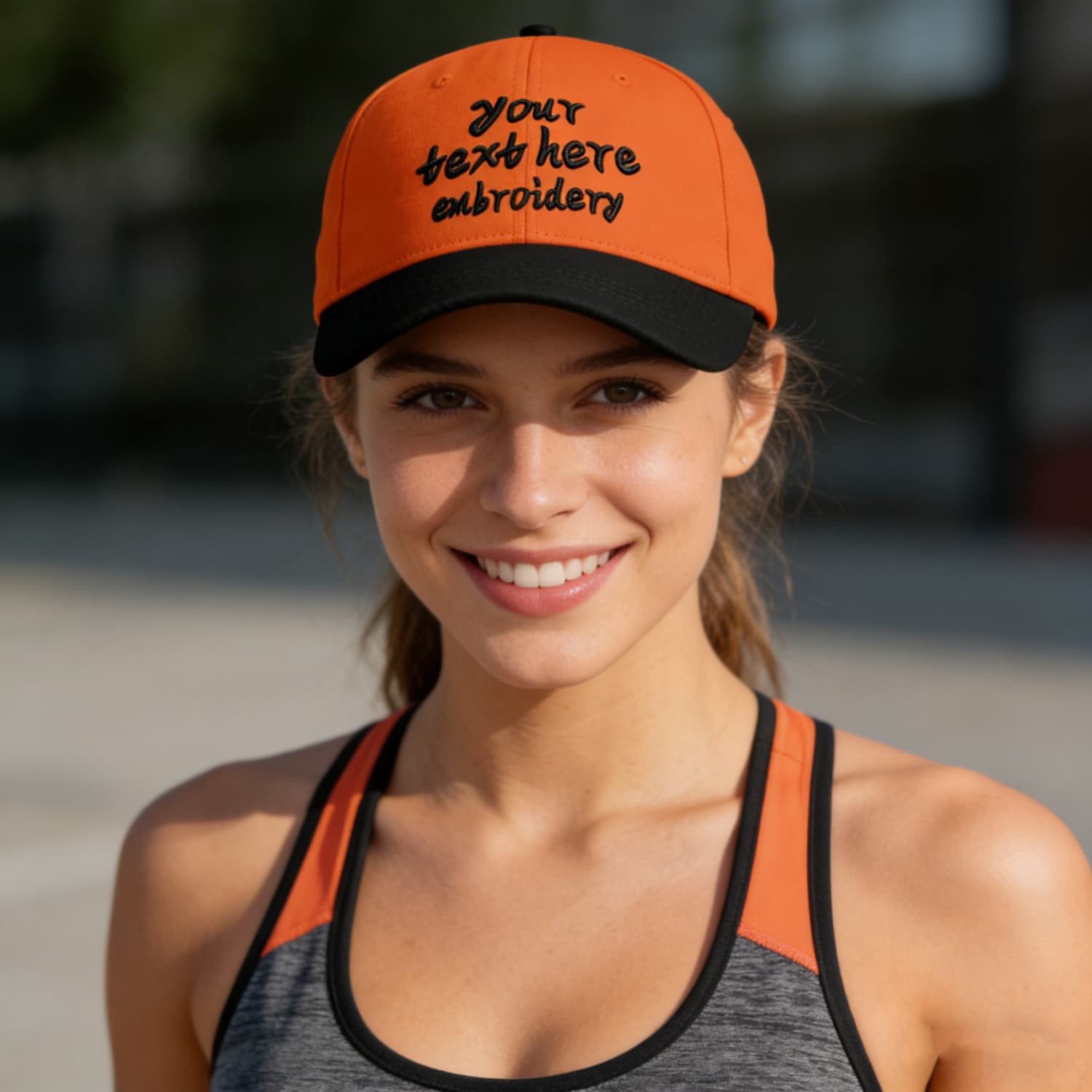 Vosoli Orange Black Two-Tone Baseball Cap - Unisex Custom 3D Embroidery or Print