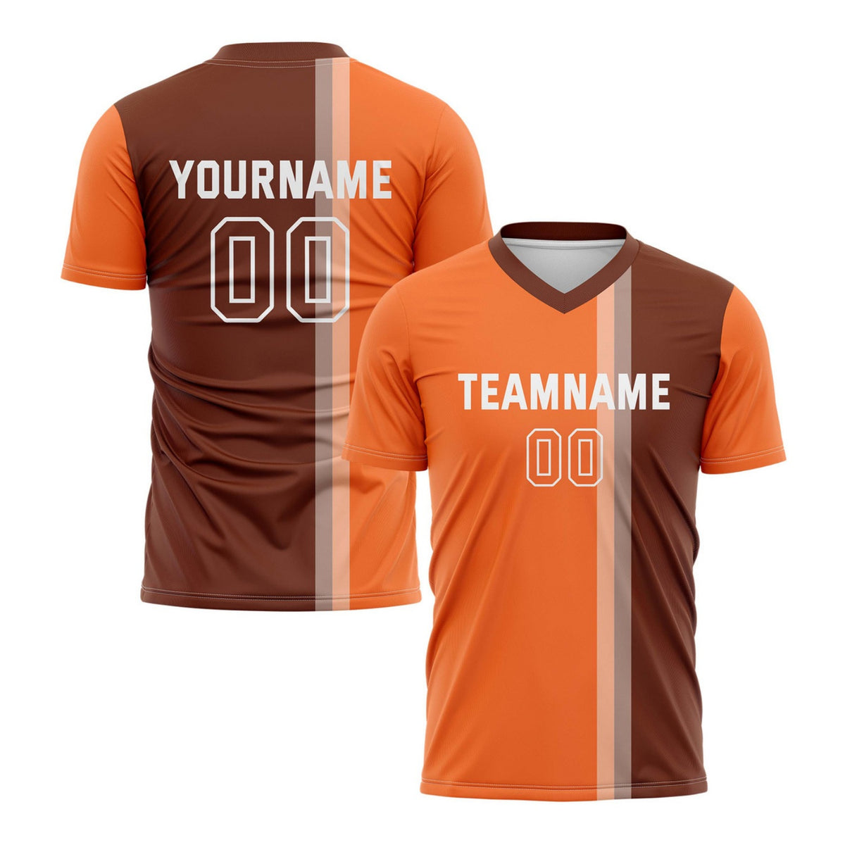 Custom Orange &amp; Brown Split Stripe Soccer Jersey for Teams &amp; Individuals | Vosoli