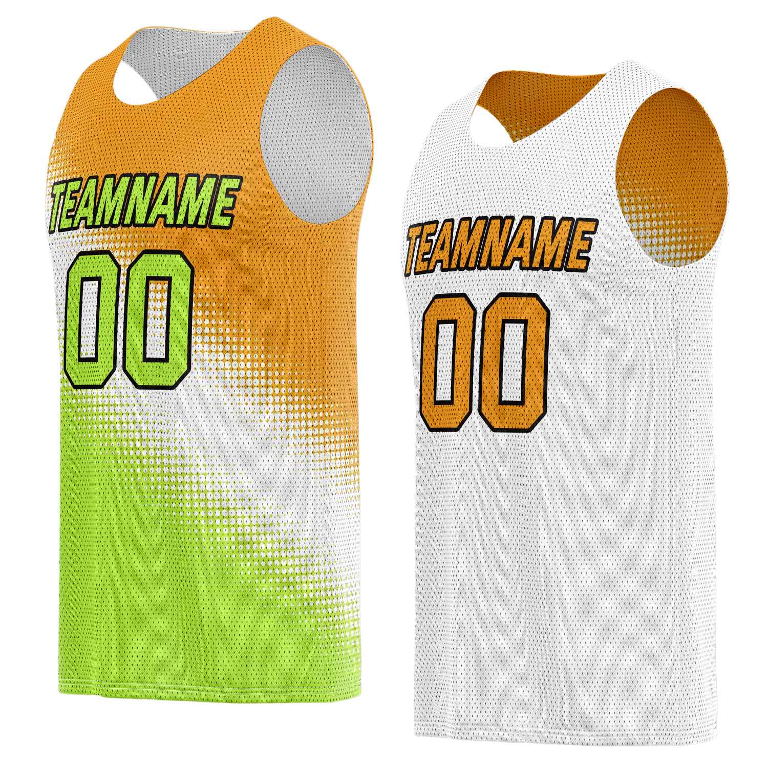 Custom Reversible Basketball Jersey for Individuals & Teams – Orange, Green & White | Vosoli