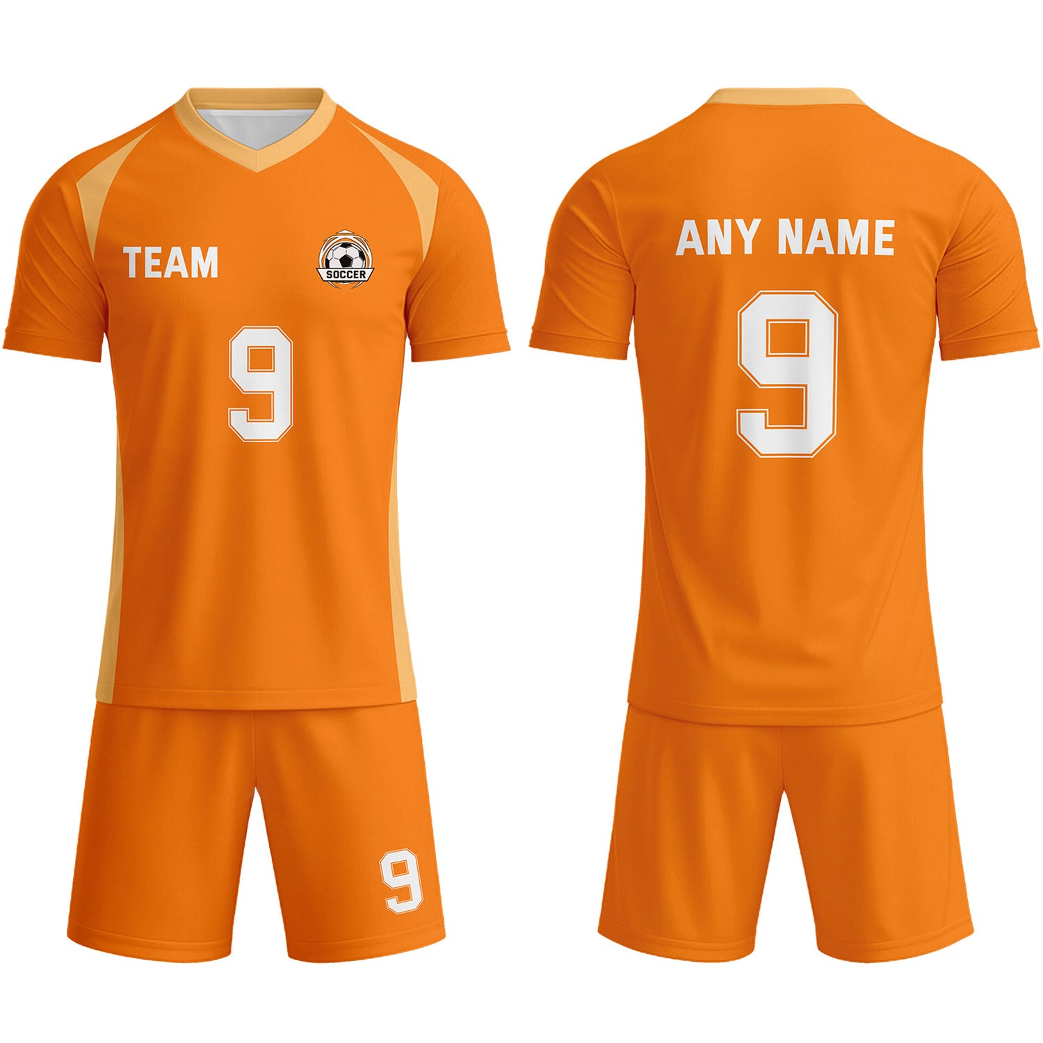 Custom Orange & White Soccer Uniform Set - Personalized Team Name & Number | Vosoli