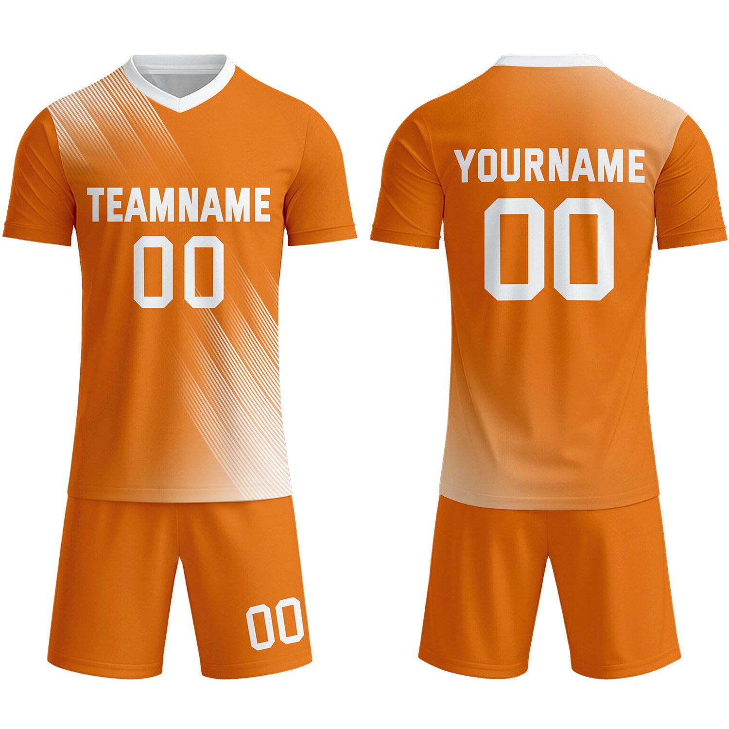 Custom Orange & White Stripe Soccer Uniform Set for Teams & Individuals | Vosoli