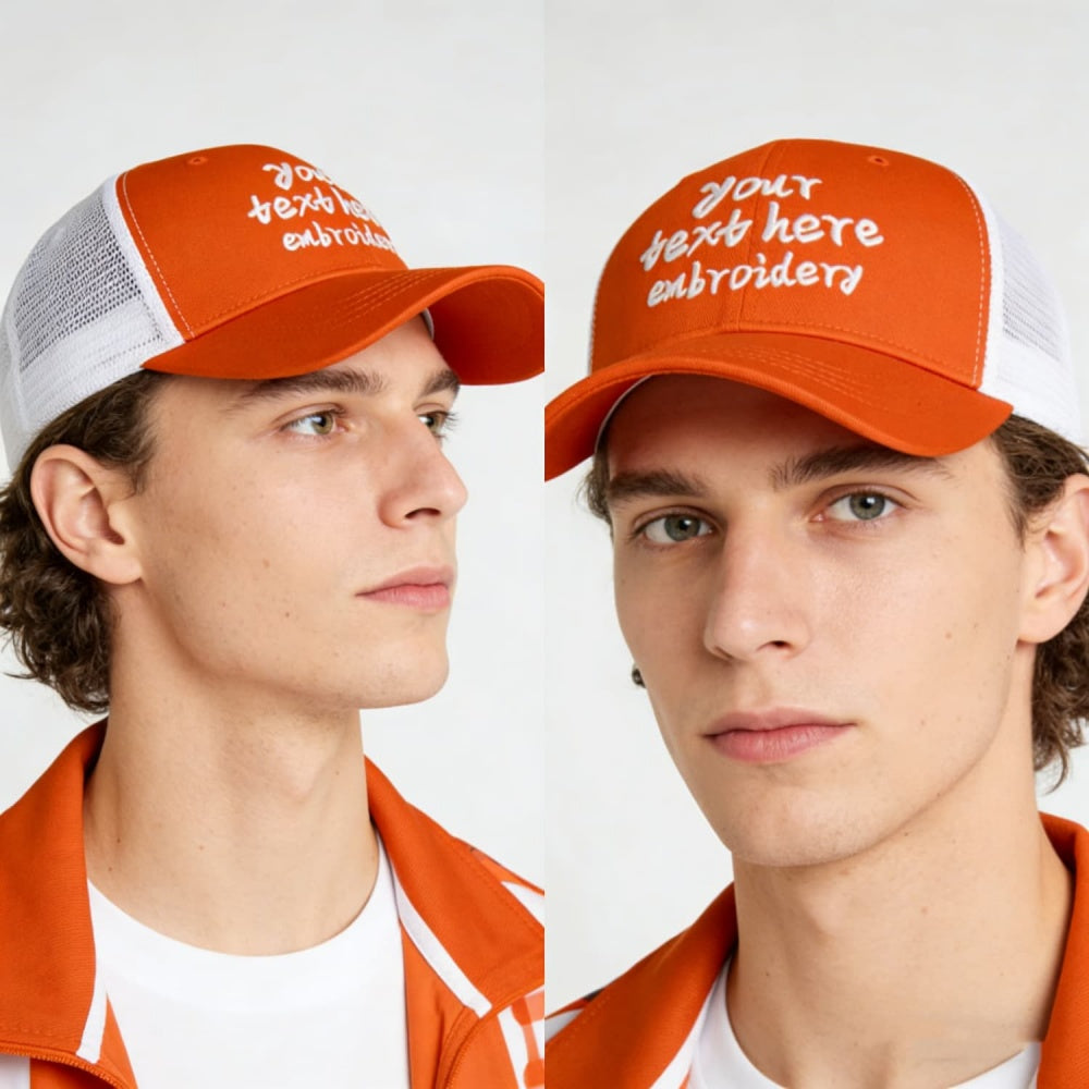 Vosoli Orange White Trucker Cap - Custom Embroidered Personalized Hat
