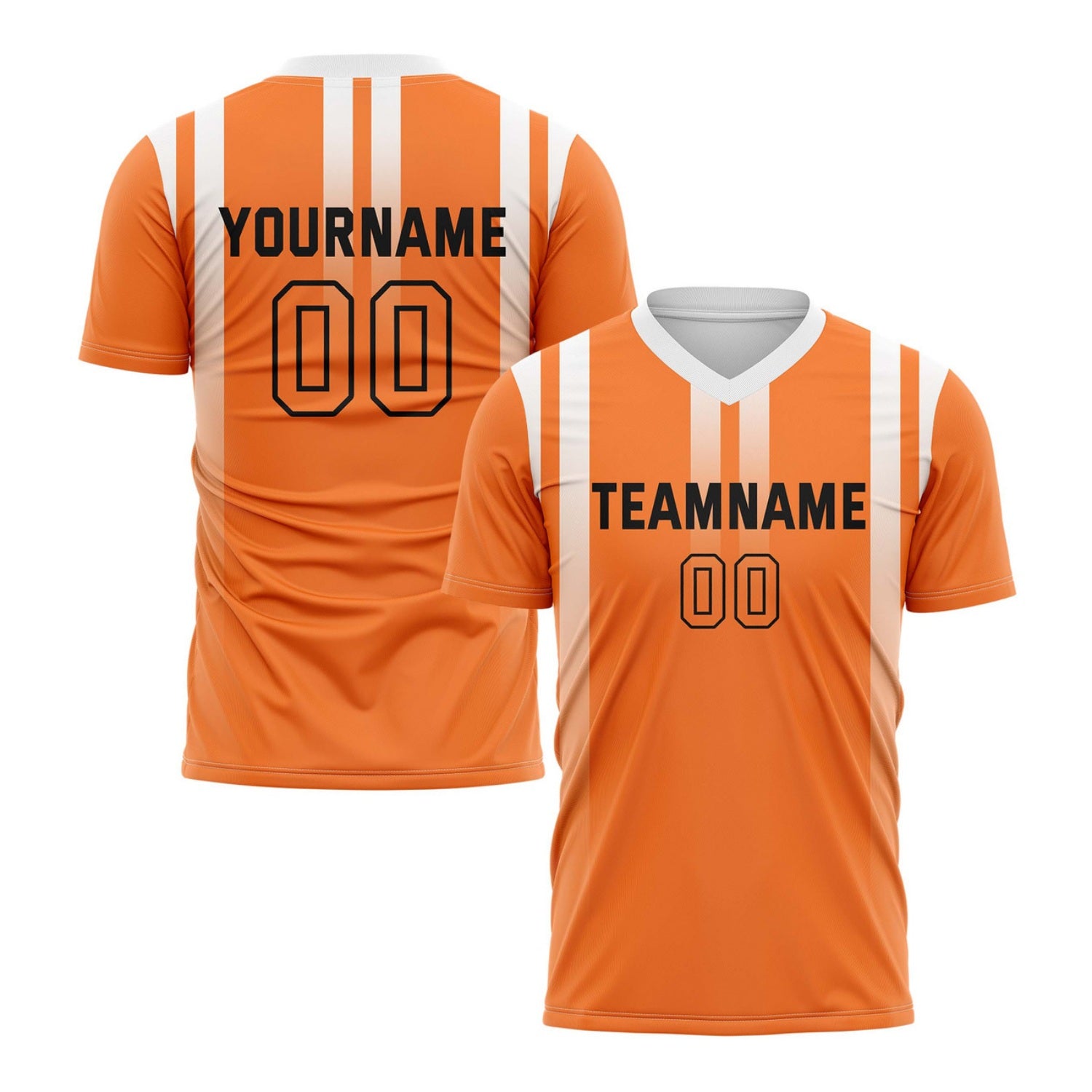 Custom Orange & White Vertical Stripe Soccer Jersey for Teams & Individuals | Vosoli