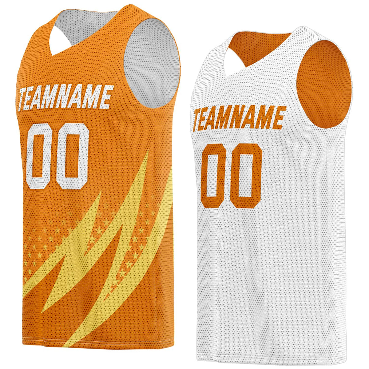 Custom Reversible Basketball Jersey for Individuals &amp; Teams – Orange Yellow White Star Stripe | Vosoli