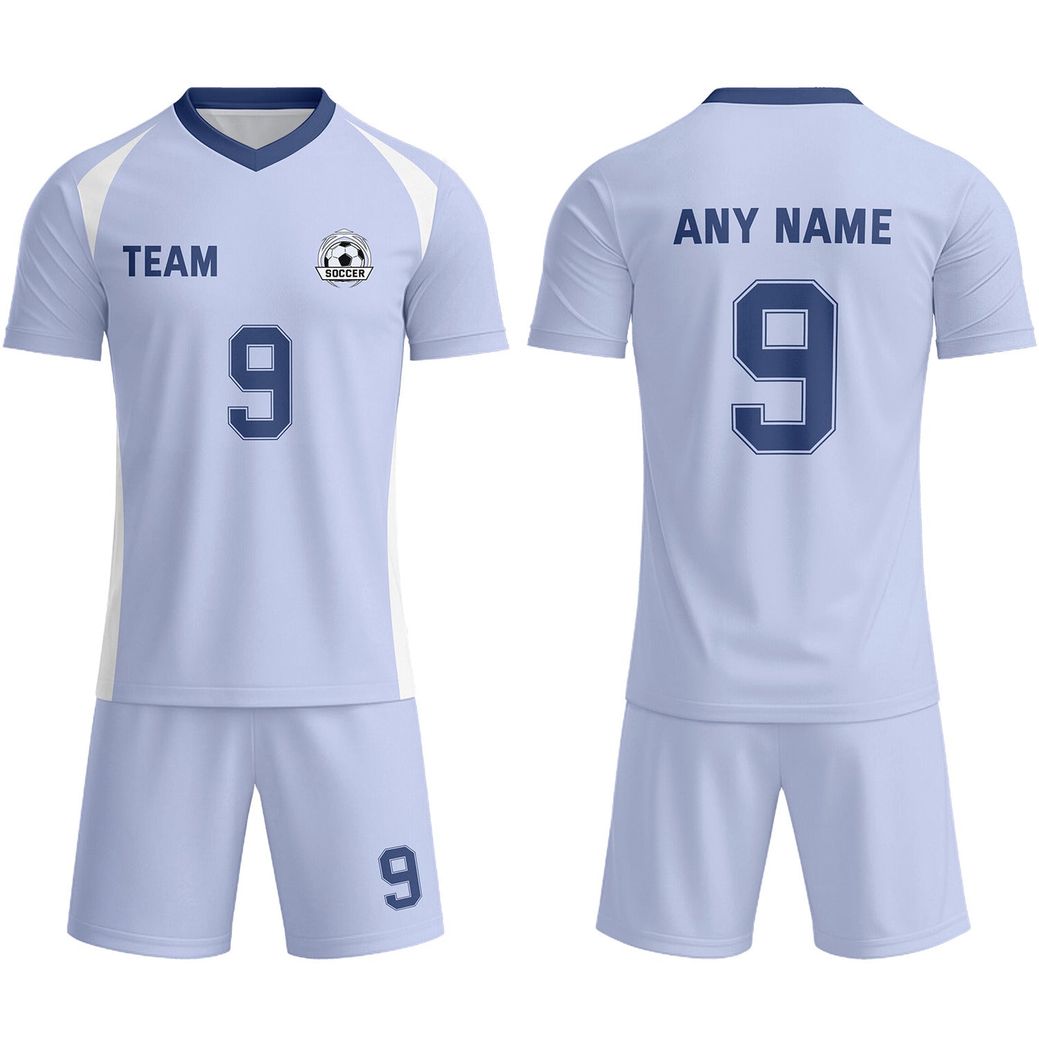 Custom Pale Blue & Navy-White Soccer Uniform Set - Personalized Team Name & Number | Vosoli