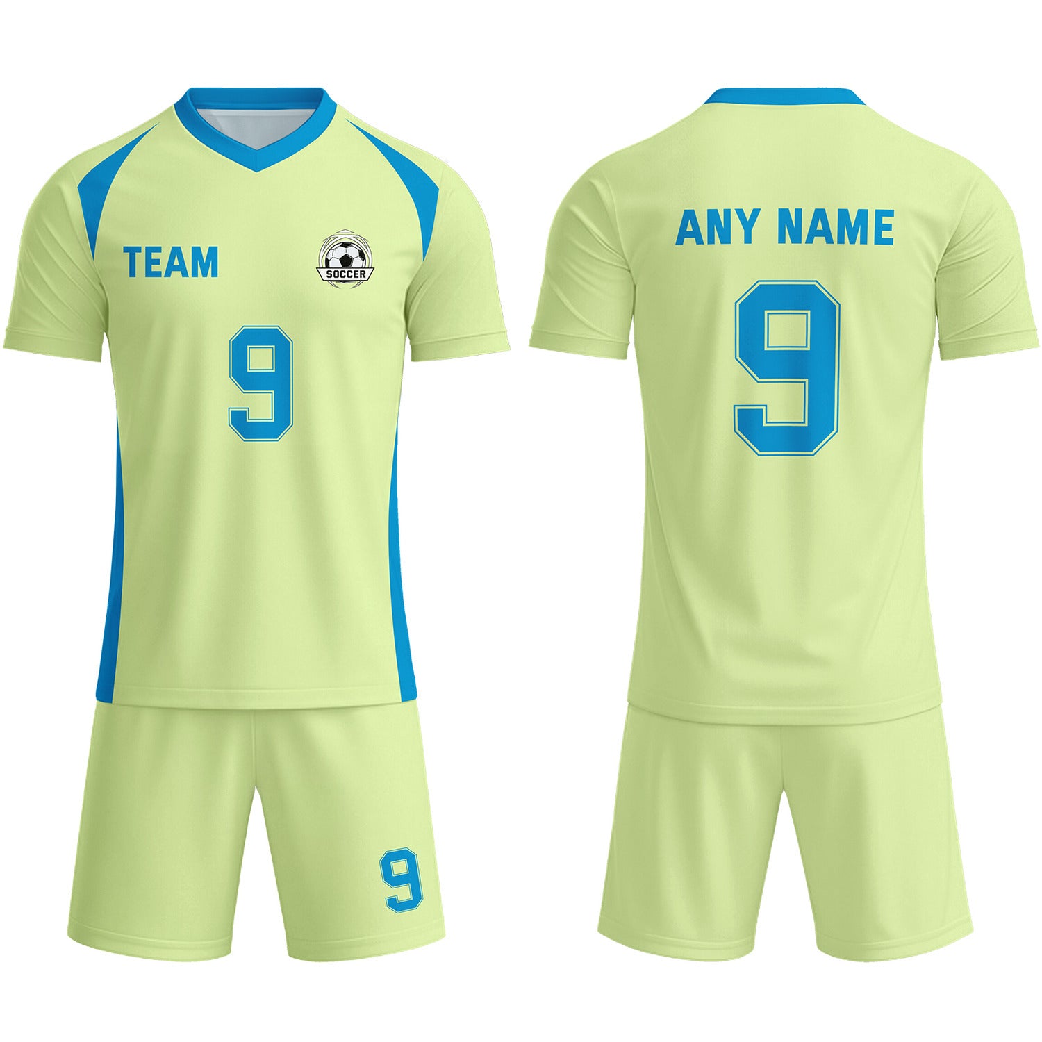 Custom Pale Lime & Turquoise Soccer Uniform Set - Personalized Team Name & Number | Vosoli