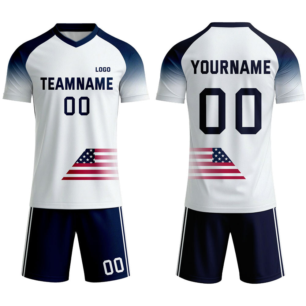 Custom USA Flag Soccer Jersey | Personalized Patriotic Stars & Stripes Team Uniforms - VOSOLI