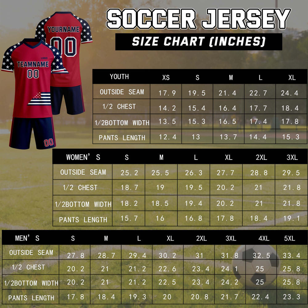 Custom Red & Navy Split Soccer Jersey | Personalized Short Sleeve V-Neck Uniform for Adult Youth