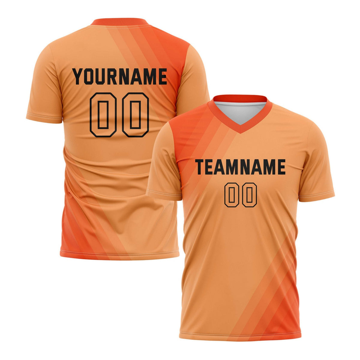 Custom Peach &amp; Orange Diagonal Stripe Soccer Jersey for Teams &amp; Individuals | Vosoli