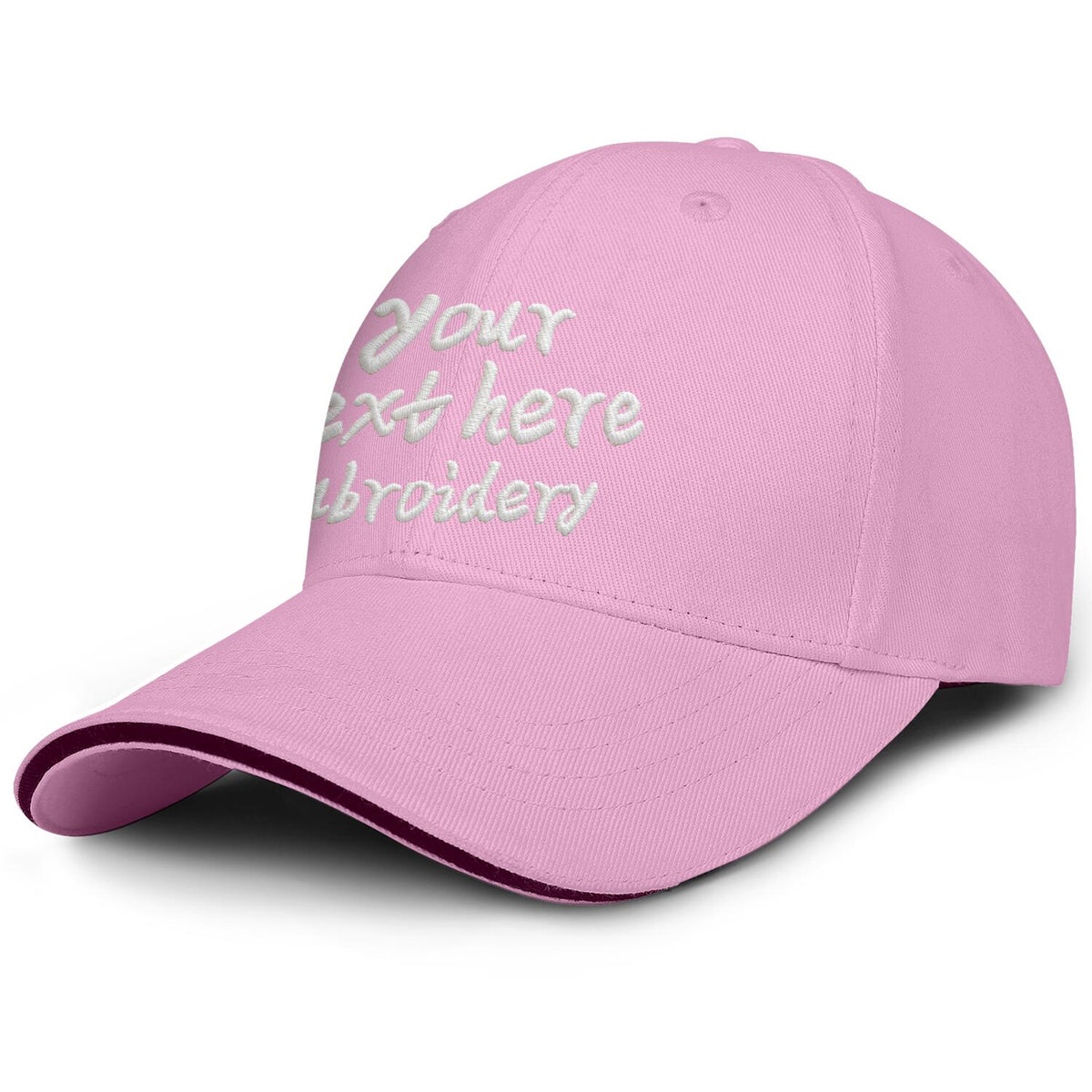 Vosoli Pink Contrast Brim Baseball Cap - Team Custom Embroider or Print Personalized Hats