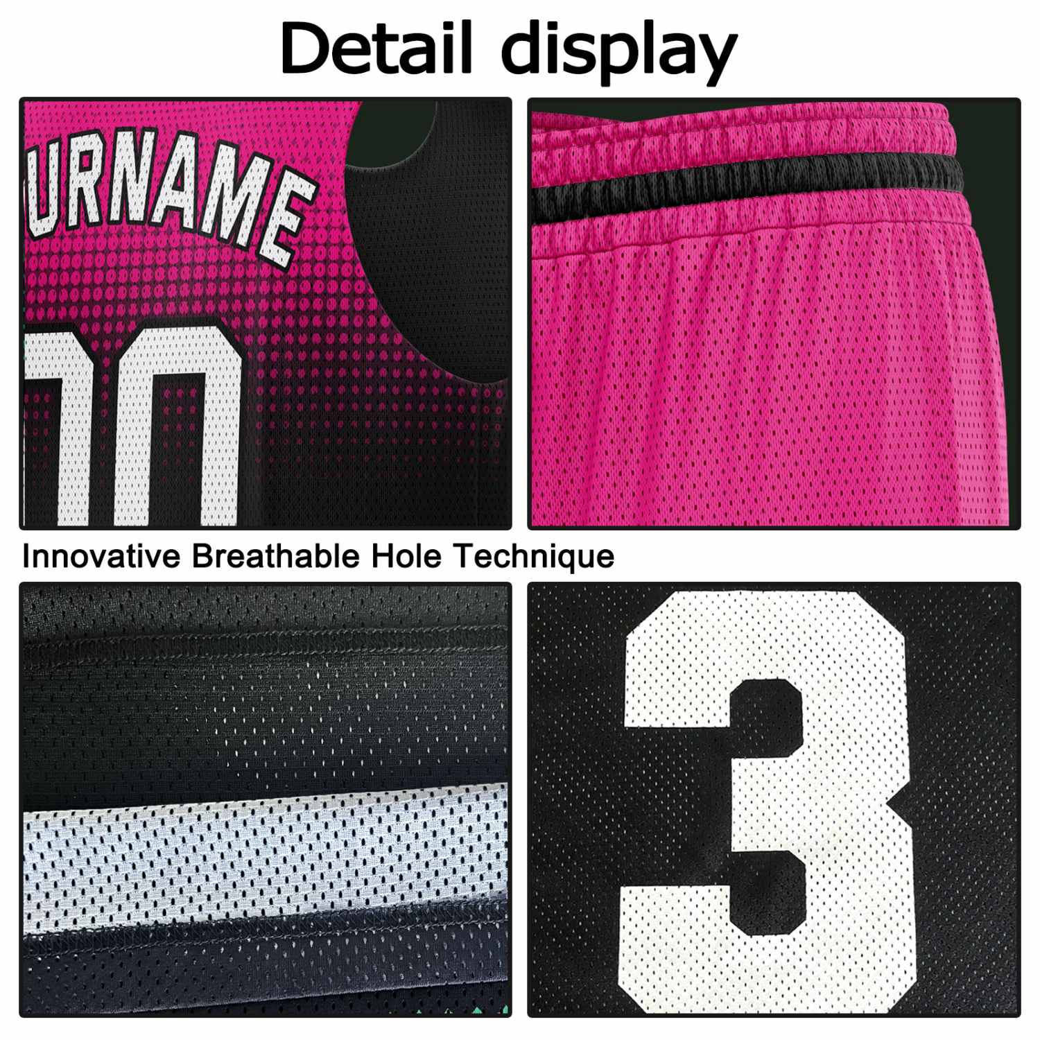 Custom Reversible Basketball Jersey & Shorts Set for Individuals & Teams – Pink Black Light Blue White Dot Gradient | Vosoli