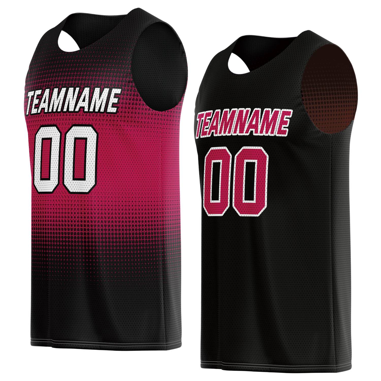 Custom Reversible Basketball Jersey for Individuals & Teams – Pink Black Dot Gradient | Vosoli