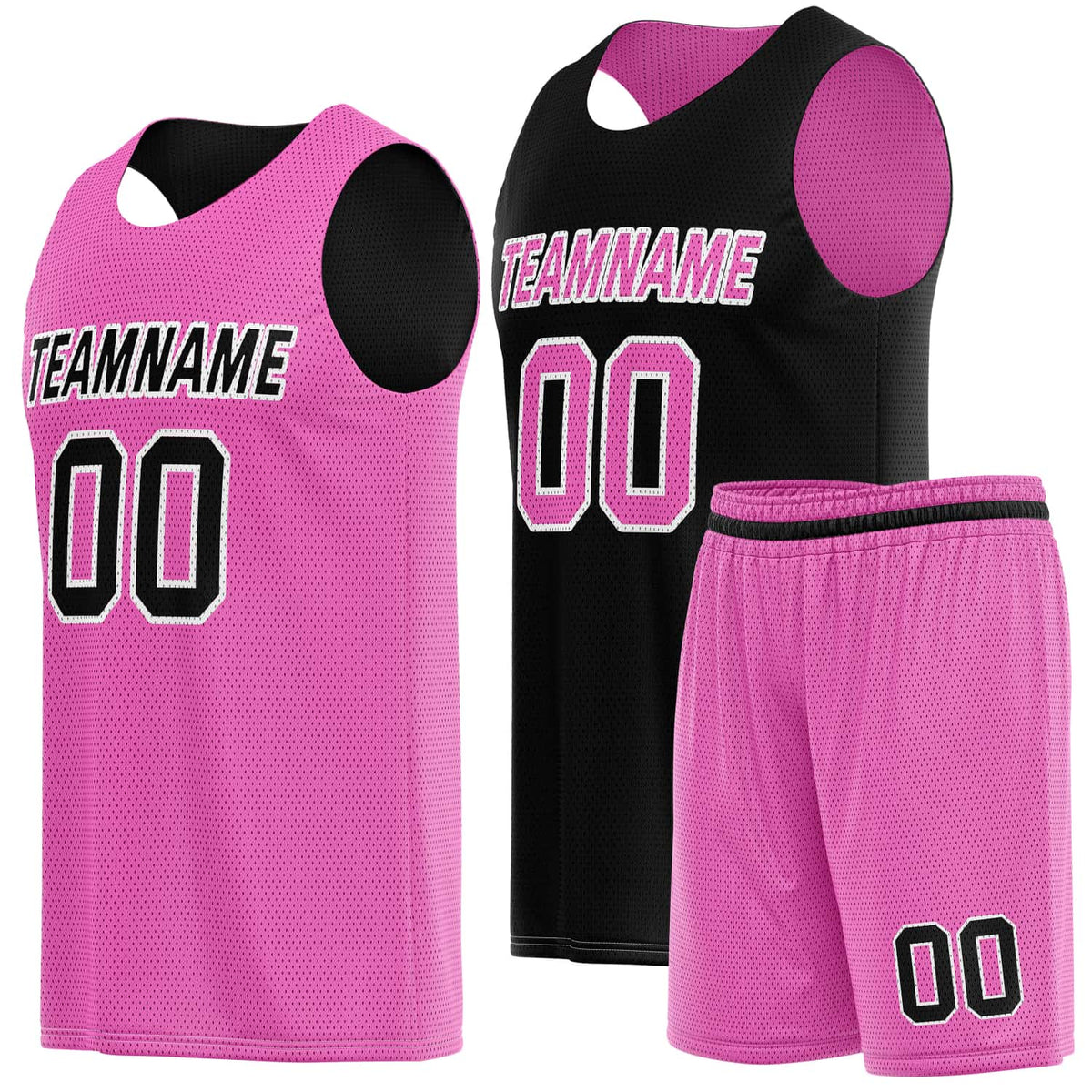 Custom Reversible Basketball Jersey &amp; Shorts Set for Individuals &amp; Teams – Pink Black | Vosoli