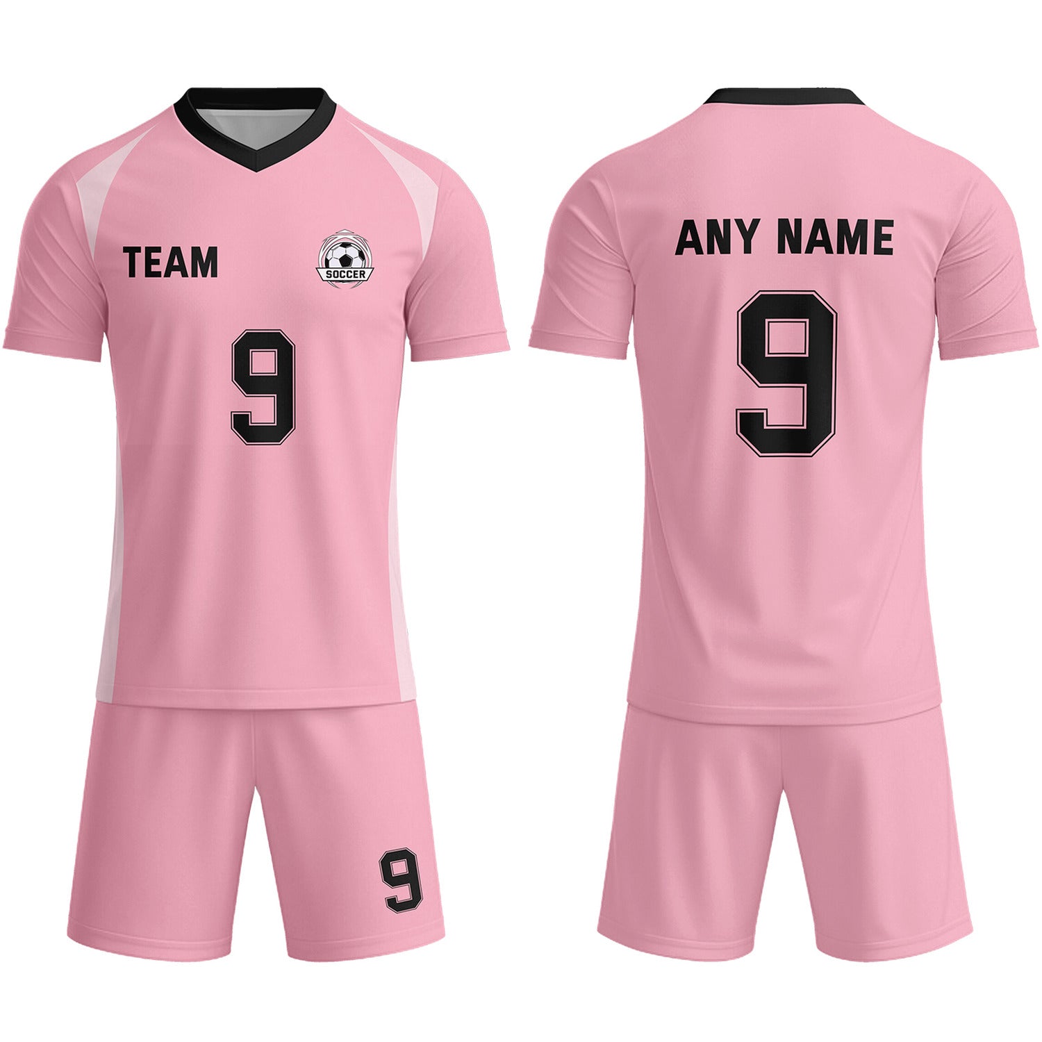 Custom Pink & Black Soccer Uniform Set - Personalized Team Name & Number | Vosoli