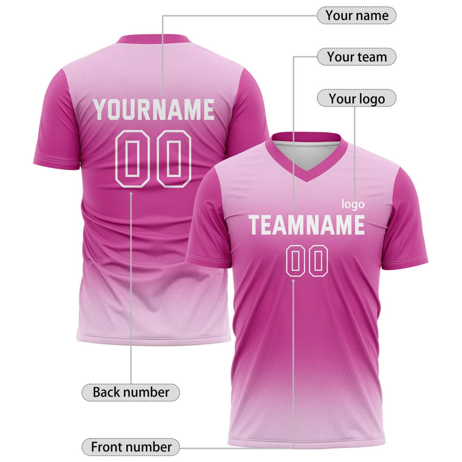 Custom Pink Gradient Soccer Jersey for Teams & Individuals | Vosoli