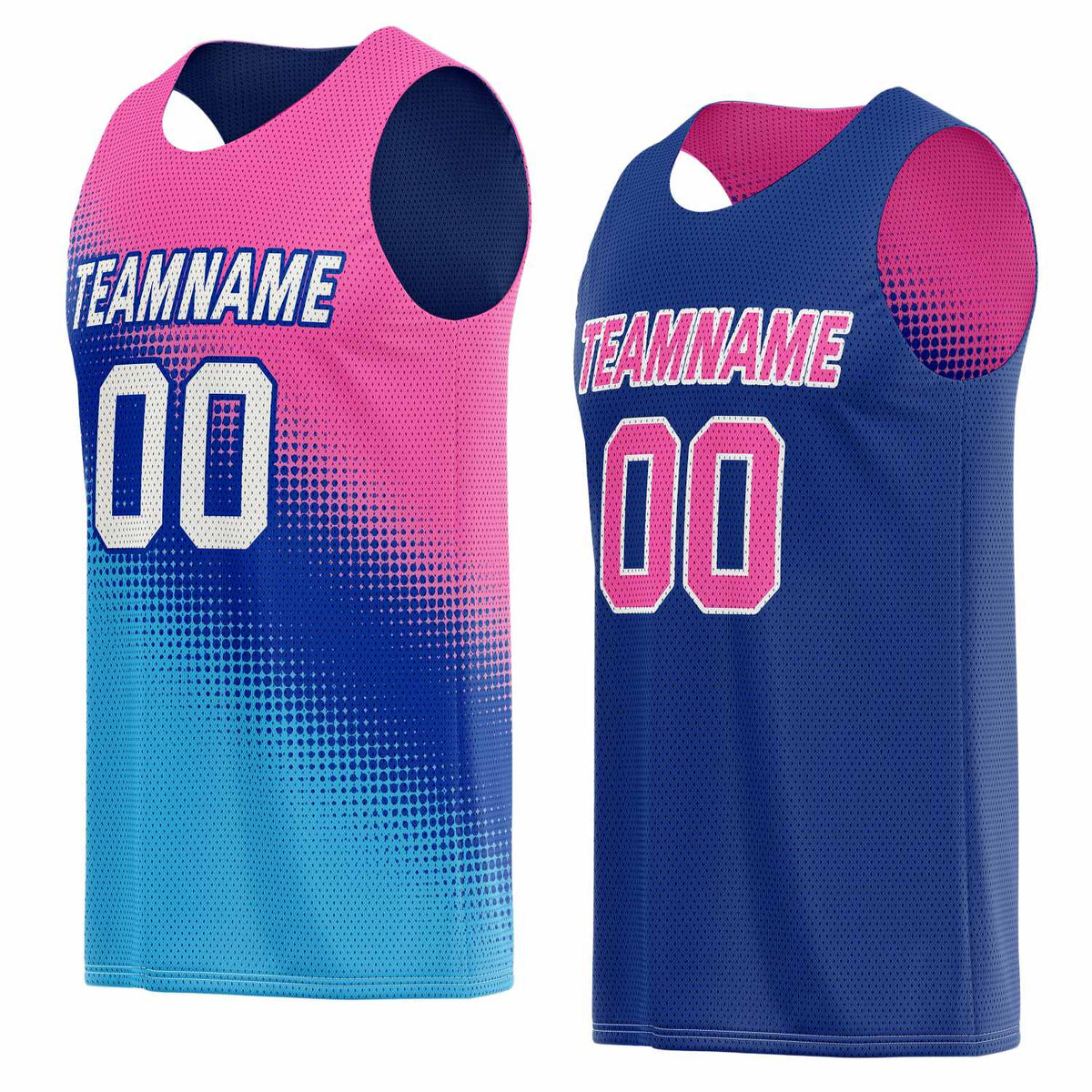 Custom Reversible Basketball Jersey for Individuals &amp; Teams – Pink, Teal &amp; Navy | Vosoli