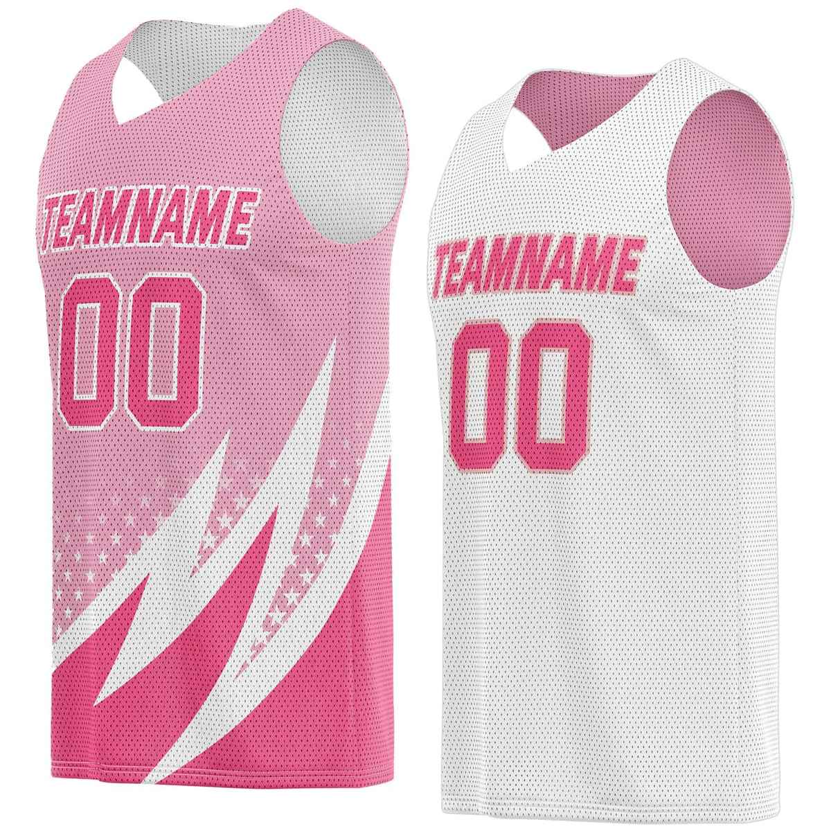 Custom Reversible Basketball Jersey for Individuals &amp; Teams – Pink &amp; White | Vosoli