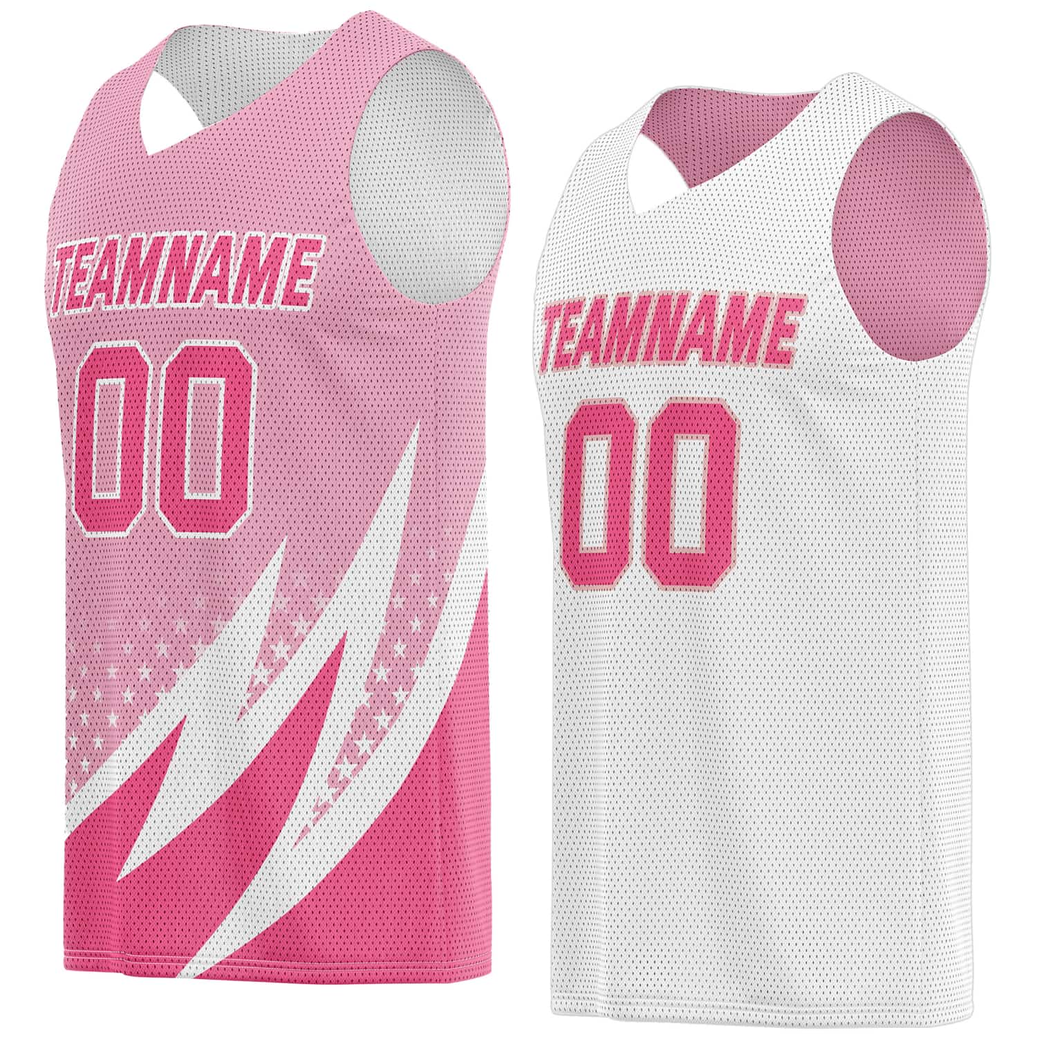 Custom Reversible Basketball Jersey for Individuals & Teams – Pink & White | Vosoli