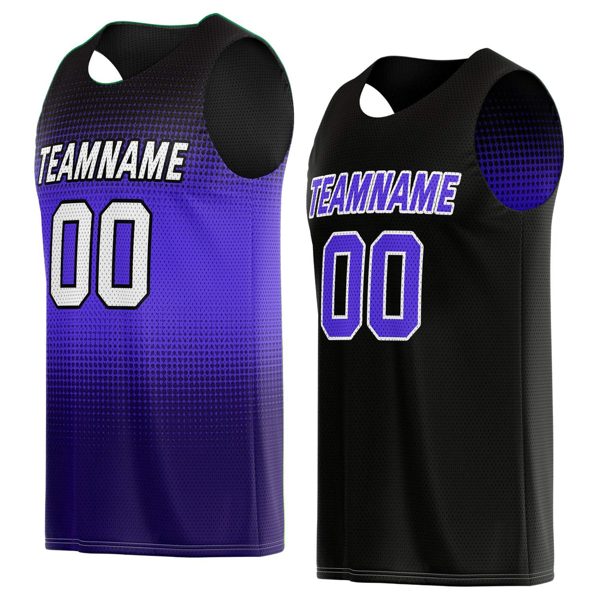 Custom Reversible Basketball Jersey for Individuals &amp; Teams – Purple Black Gradient Dot | Vosoli