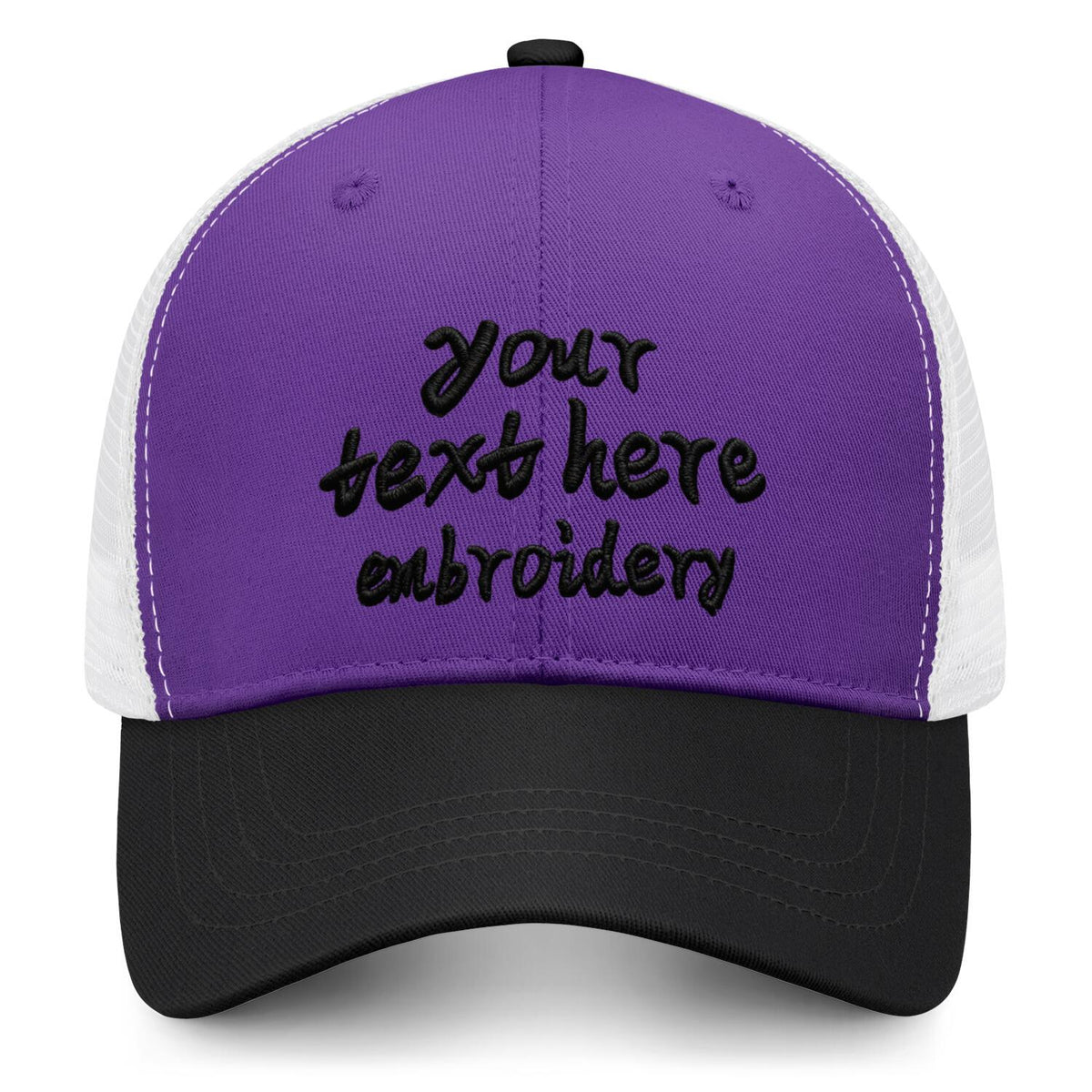 Vosoli Purple & Black Two-Tone Baseball Trucker Hat - Unisex Custom 3D Embroidery or Print