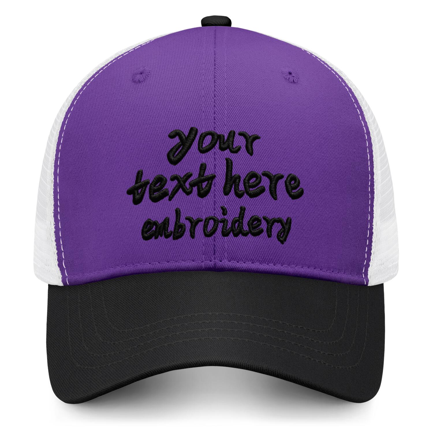 Vosoli Purple & Black Two-Tone Baseball Trucker Hat - Unisex Custom 3D Embroidery or Print