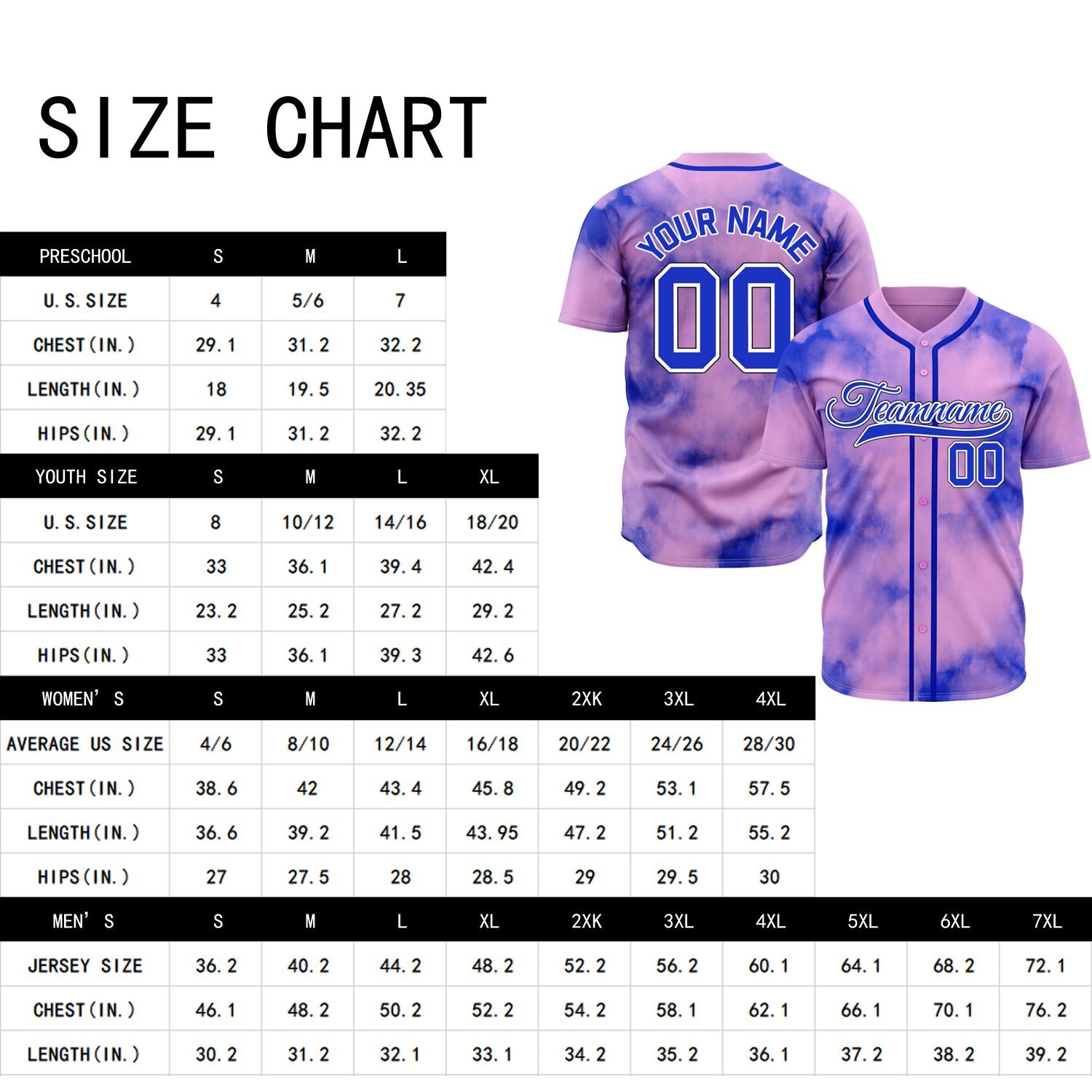 VOSOLI Galactic Purple Blue Tie-Dye Graffiti Custom Stitched Baseball Jersey