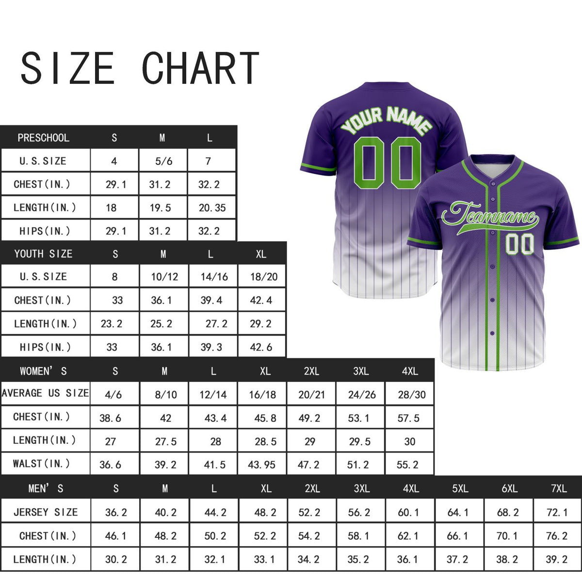 VOSOLI Neon Edge Purple & Green Gradient Pinstripe Baseball Jersey