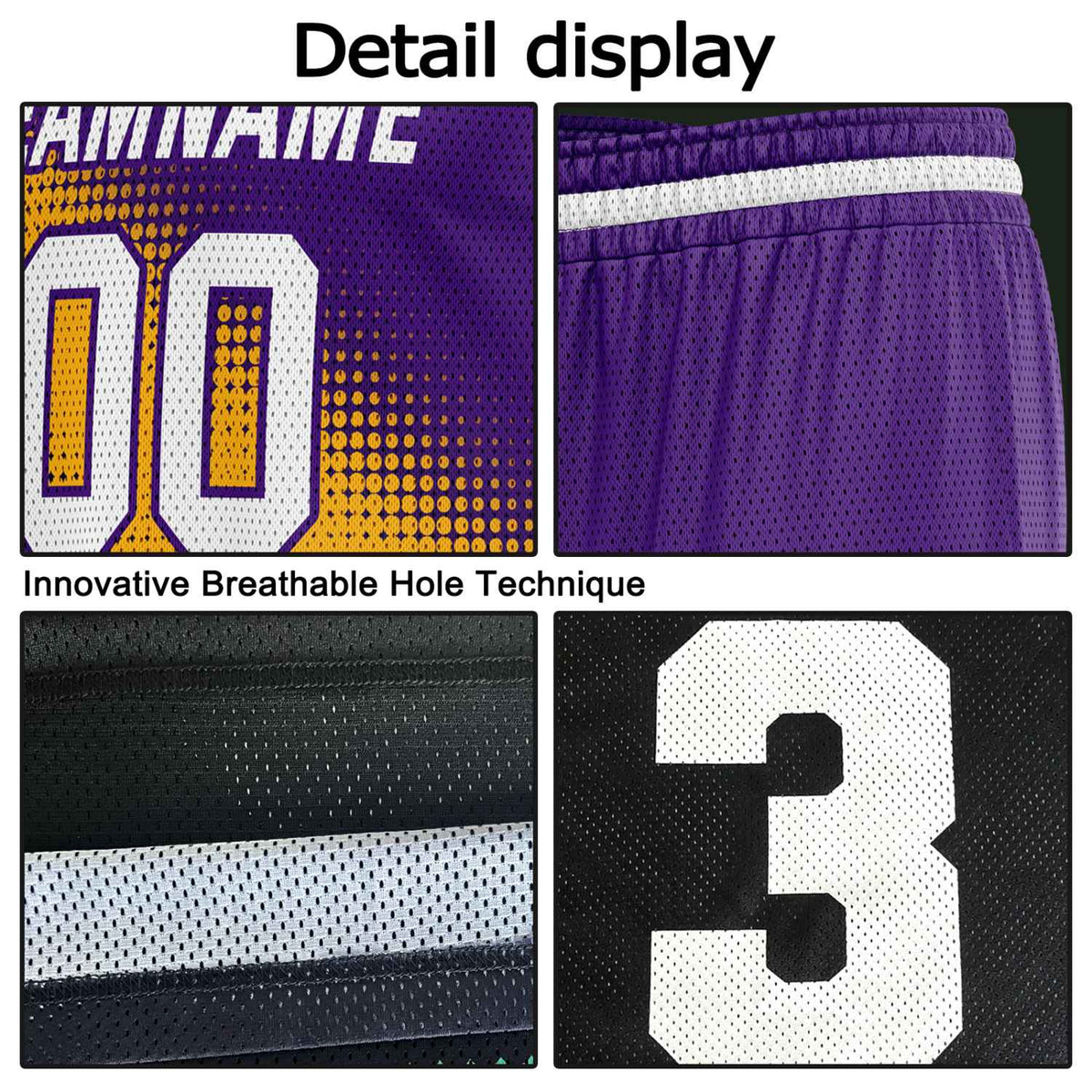 Custom Reversible Basketball Jersey & Shorts Set for Individuals & Teams – Purple Gold Black Dot Gradient | Vosoli