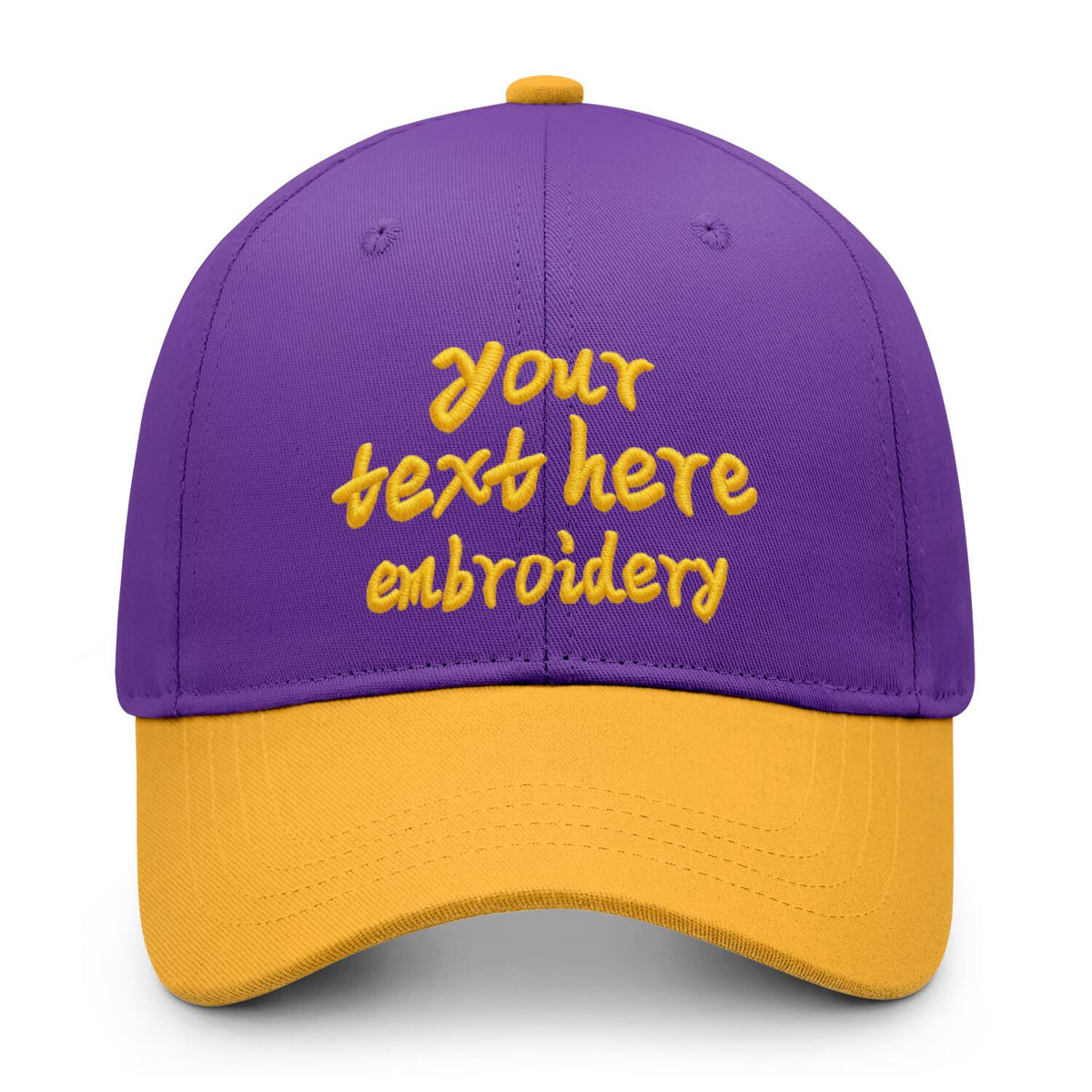 Vosoli Purple Gold Two-Tone Baseball Cap - Unisex Custom 3D Embroidery or Print