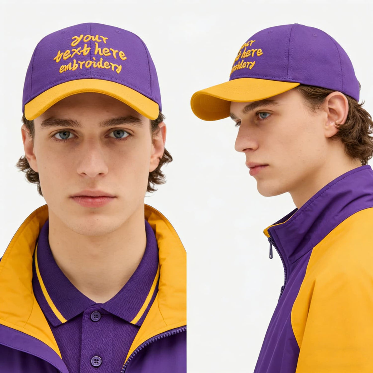 Vosoli Purple Gold Two-Tone Baseball Cap - Unisex Custom 3D Embroidery or Print