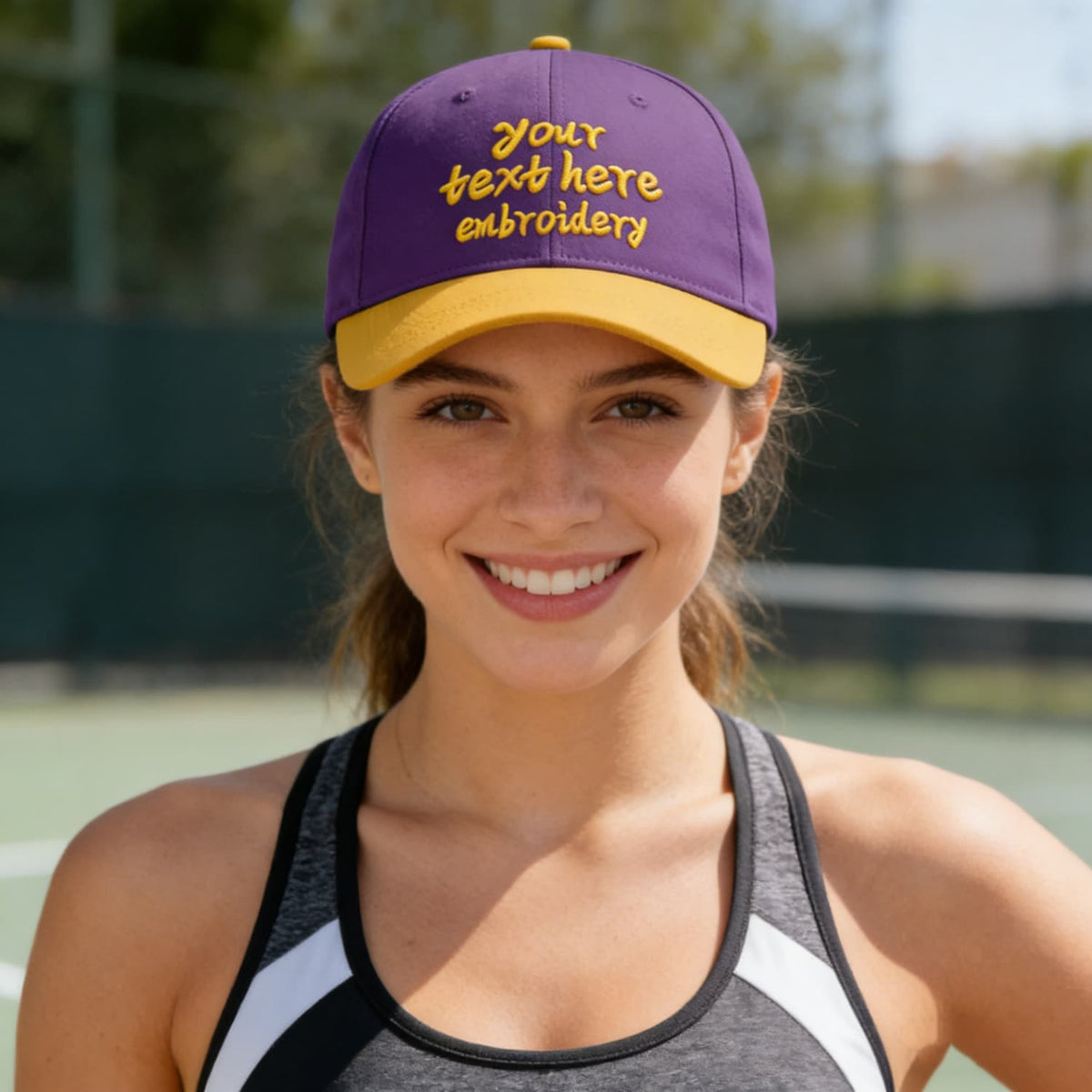 Vosoli Purple Gold Two-Tone Baseball Cap - Unisex Custom 3D Embroidery or Print