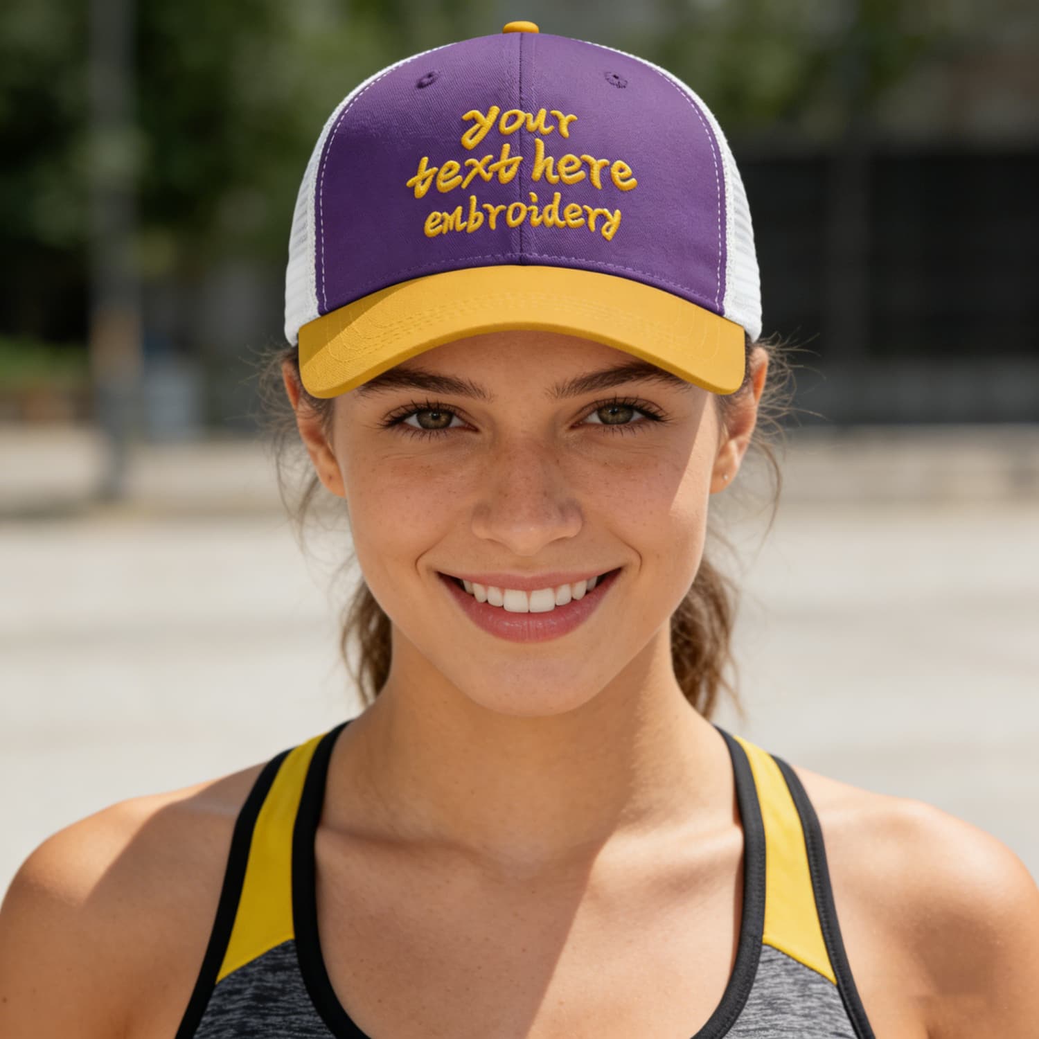 Vosoli Purple & Gold Two-Tone Baseball Trucker Hat - Unisex Custom 3D Embroidery or Print